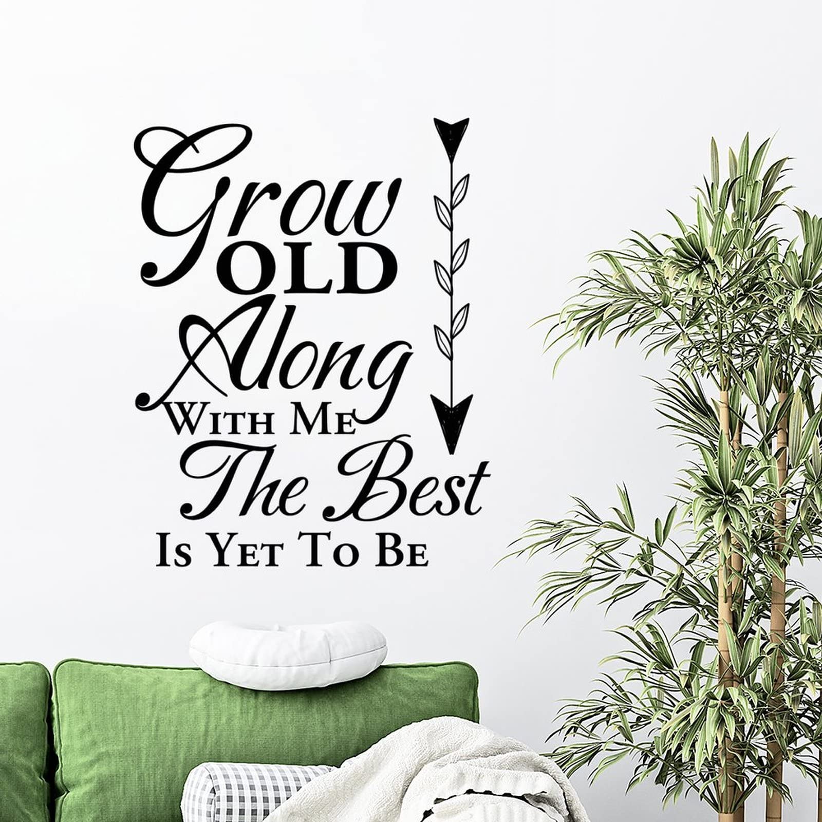 Inspirational Quote Vinyl Wall Decal - 'Grow Old Along With Me The Best is Yet to Be' - Bible Motto Stickers for Home, Bedroom, Office & Classroom Decor - Perfect for Wallpaper, Nursery, Family Spaces & Motivational Decorations