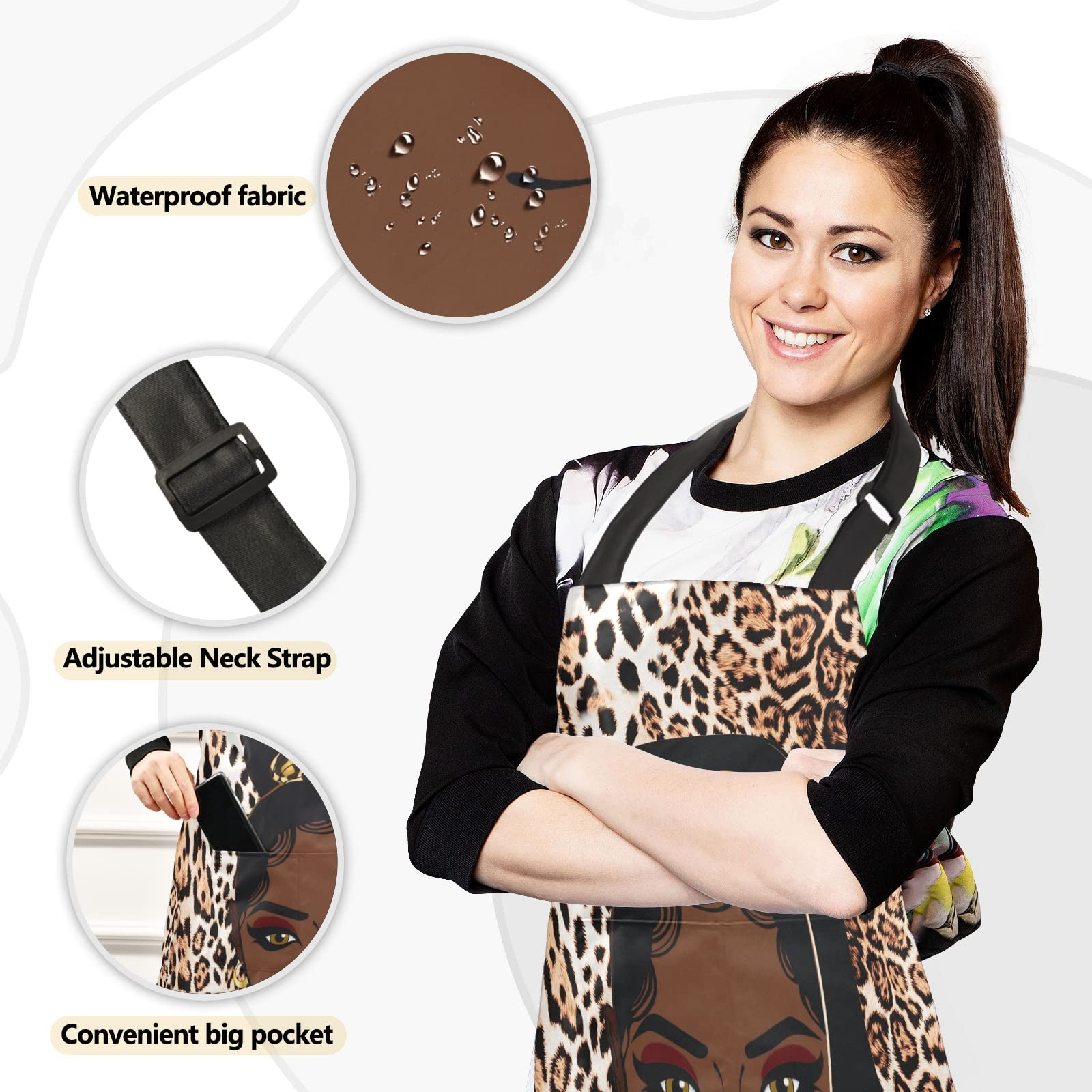 ALAZA Waterproof Apron with Pockets & Oven Mitts Set - Heat Resistant Kitchen Pot Holders & Cooking Linen Accessories for Baking, Grilling, and Home Cooking