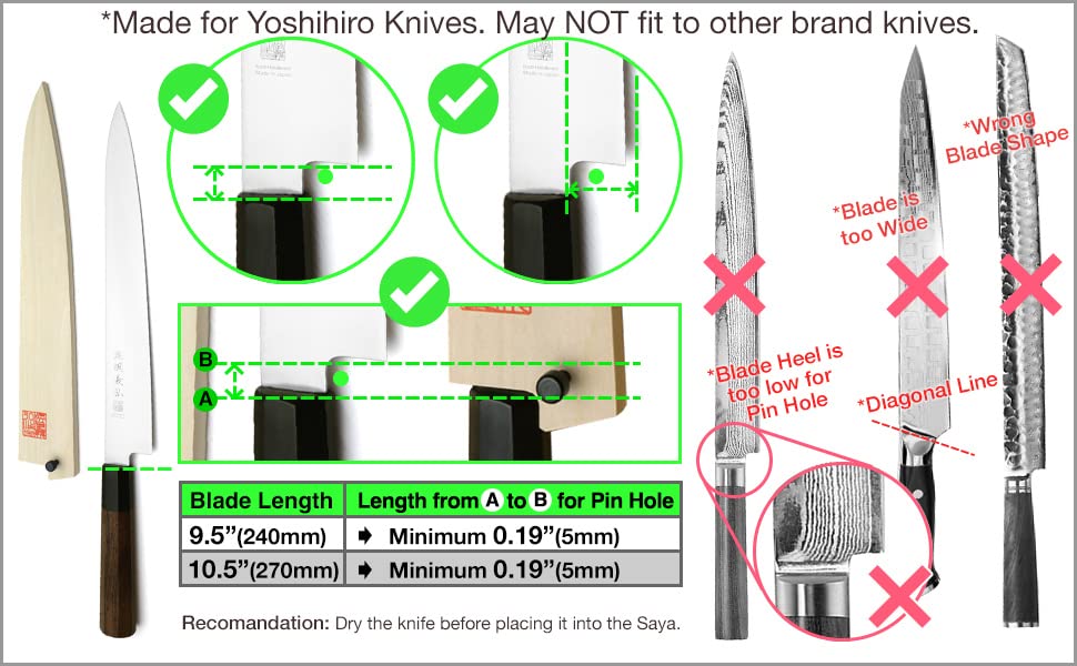 Yoshihiro 240mm Sujihiki Slicer Knife with Natural Magnolia Wood Saya Blade Protector - Japanese Kitchen Knife for Sushi, Meat & Fish Slicing - Perfect for Chefs & Home Cooking