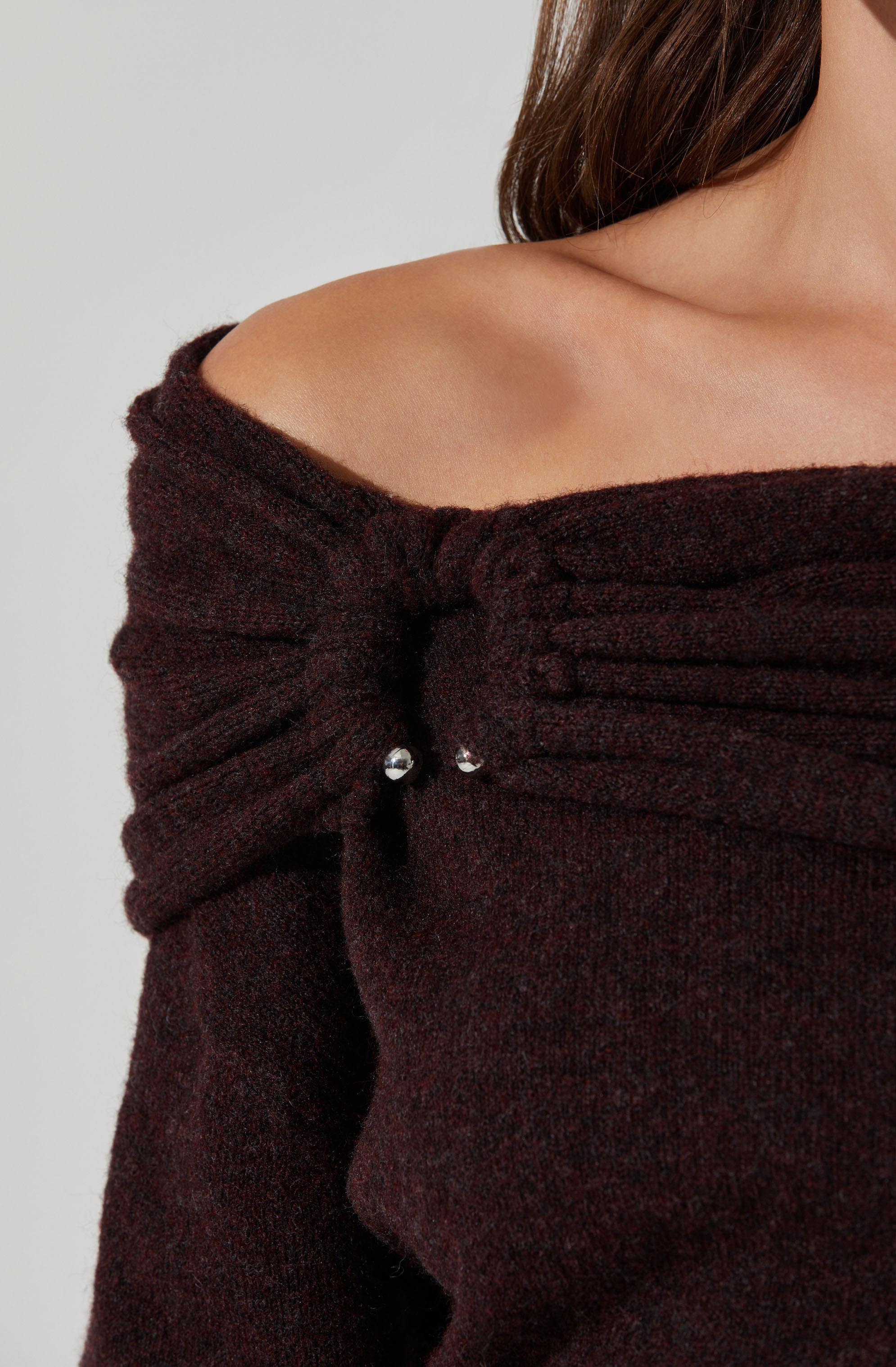 Wylie Off Shoulder Sweater for Women - Cozy Knit Pullover, Casual Loose Fit, Long Sleeve Winter Top | Perfect for Date Nights, Office Wear & Holiday Outfits