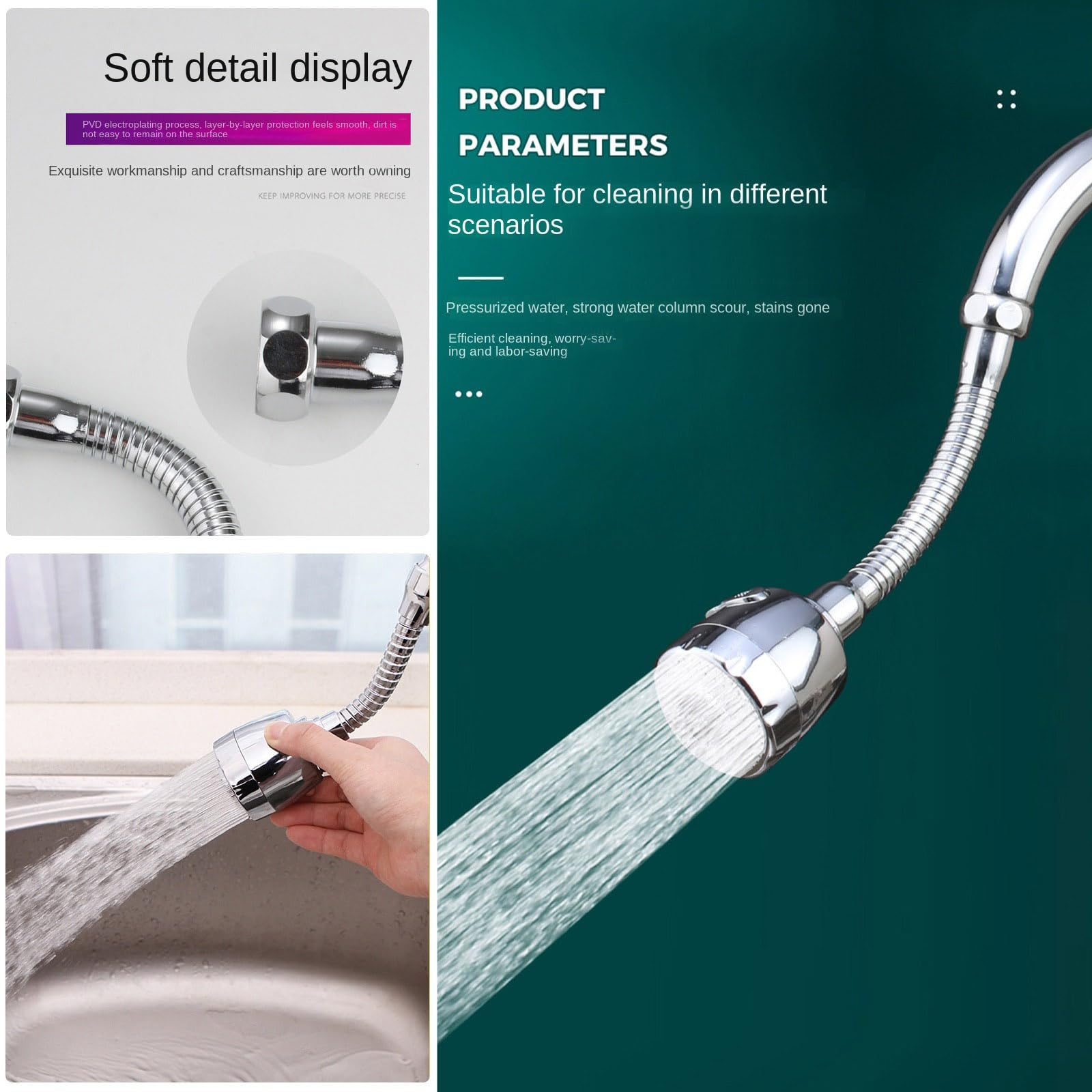 360° Swivel Kitchen & Bathroom Sink Faucet Extender with 2 Spray Modes - Water Saving Tap Aerator Adapter (1 Pack) - Perfect for Washing Dishes, Filling Pots & Hand Hygiene