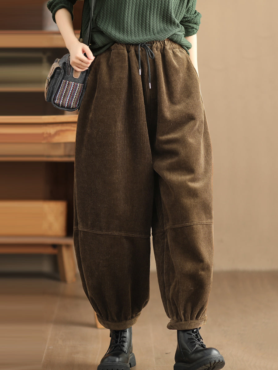 Plus Size Women's Casual Fleece Lined Pants - Comfortable Loose Fit Winter Trousers for Lounge, Travel & Outdoor Activities
