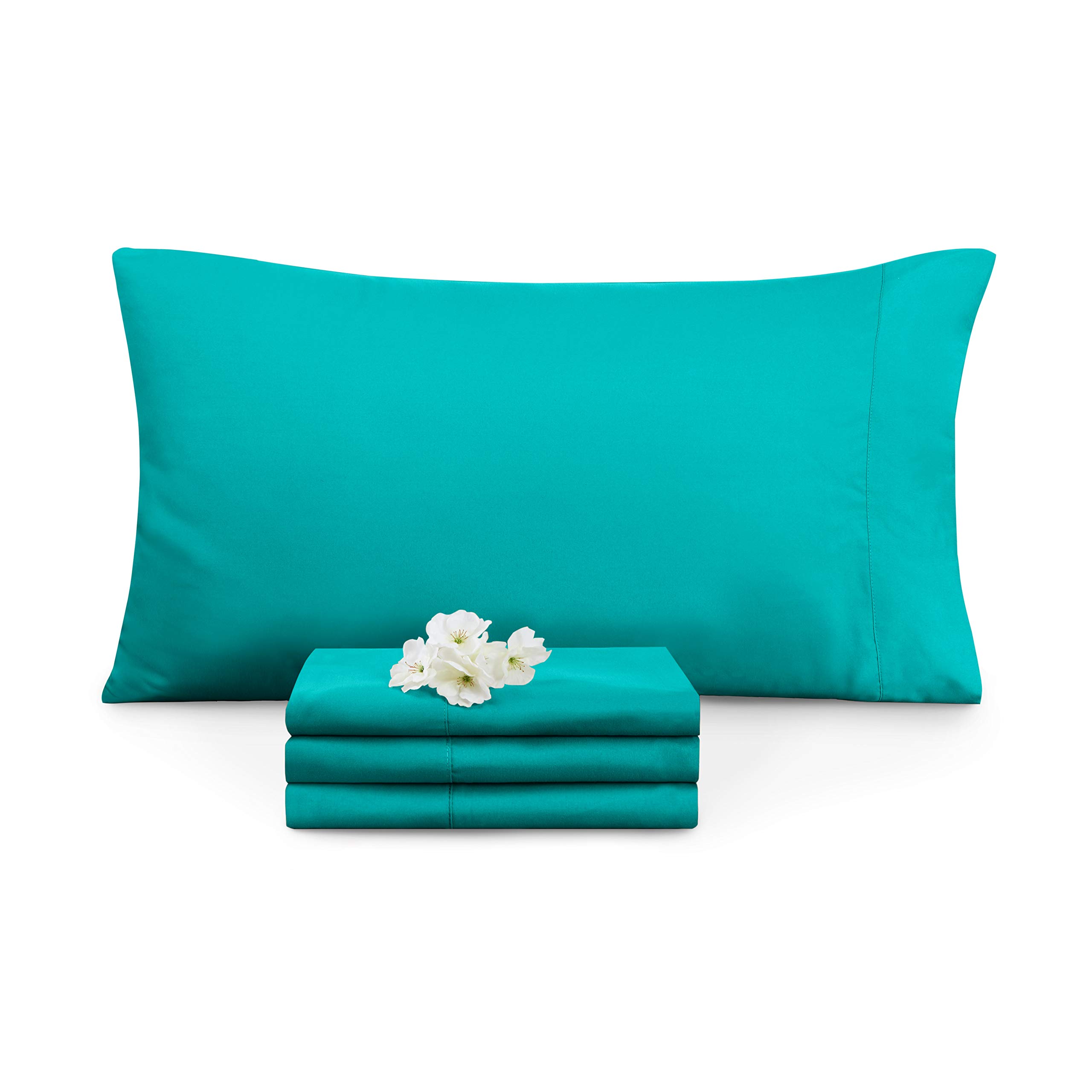 Premium King Size Pillowcases Set of 8 - Ultra Soft Hotel Quality Bedding - Teal Blue - Perfect for Master Bedroom, Guest Room & Luxury Hotels