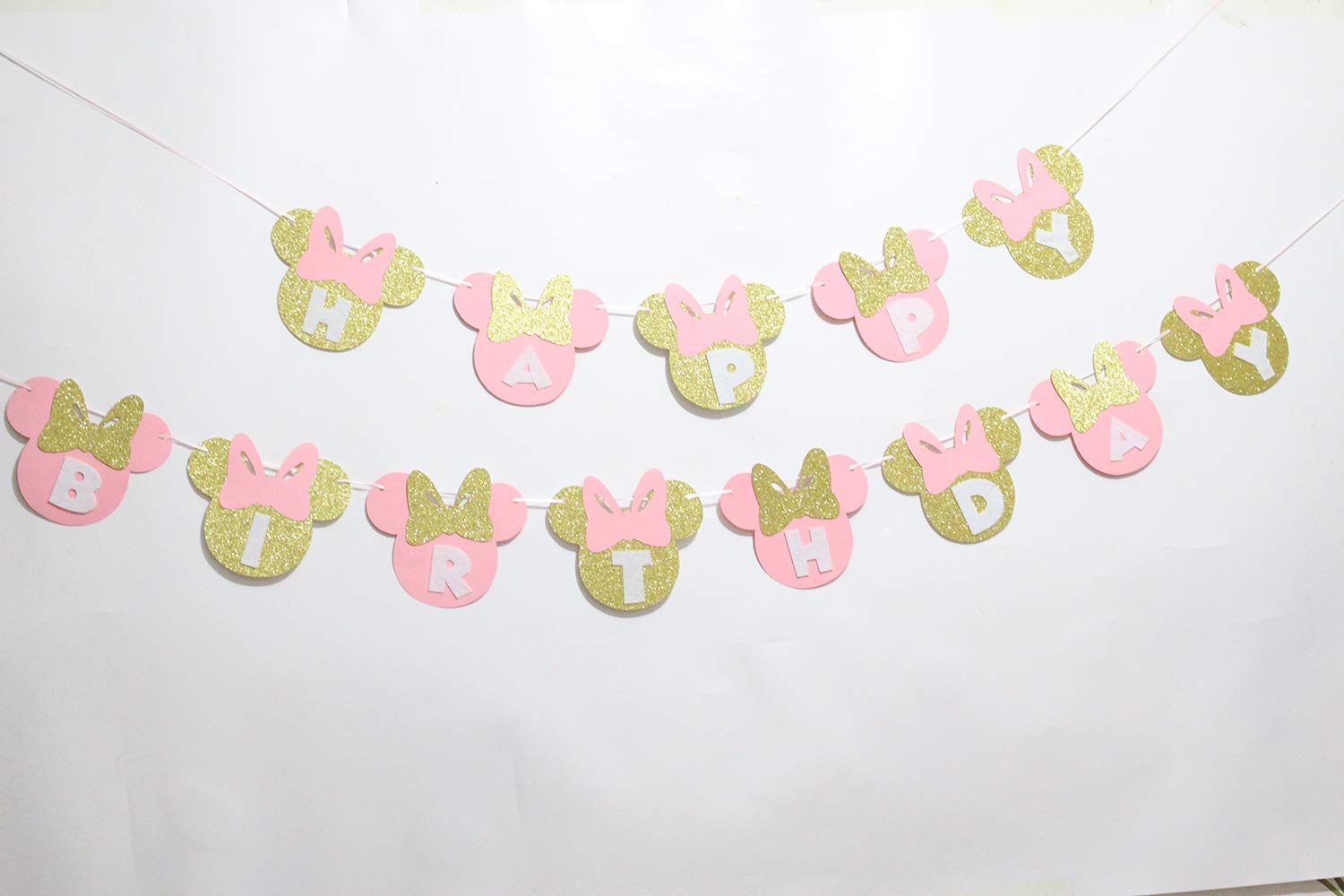 Pink and Gold Minnie Mouse Birthday Banner - Minnie Mouse Party Decorations, Happy Birthday Banner for Girls, Baby Shower & Birthday Party Supplies - Perfect for Disney Themed Parties, Kids Room Decor, and Special Celebrations
