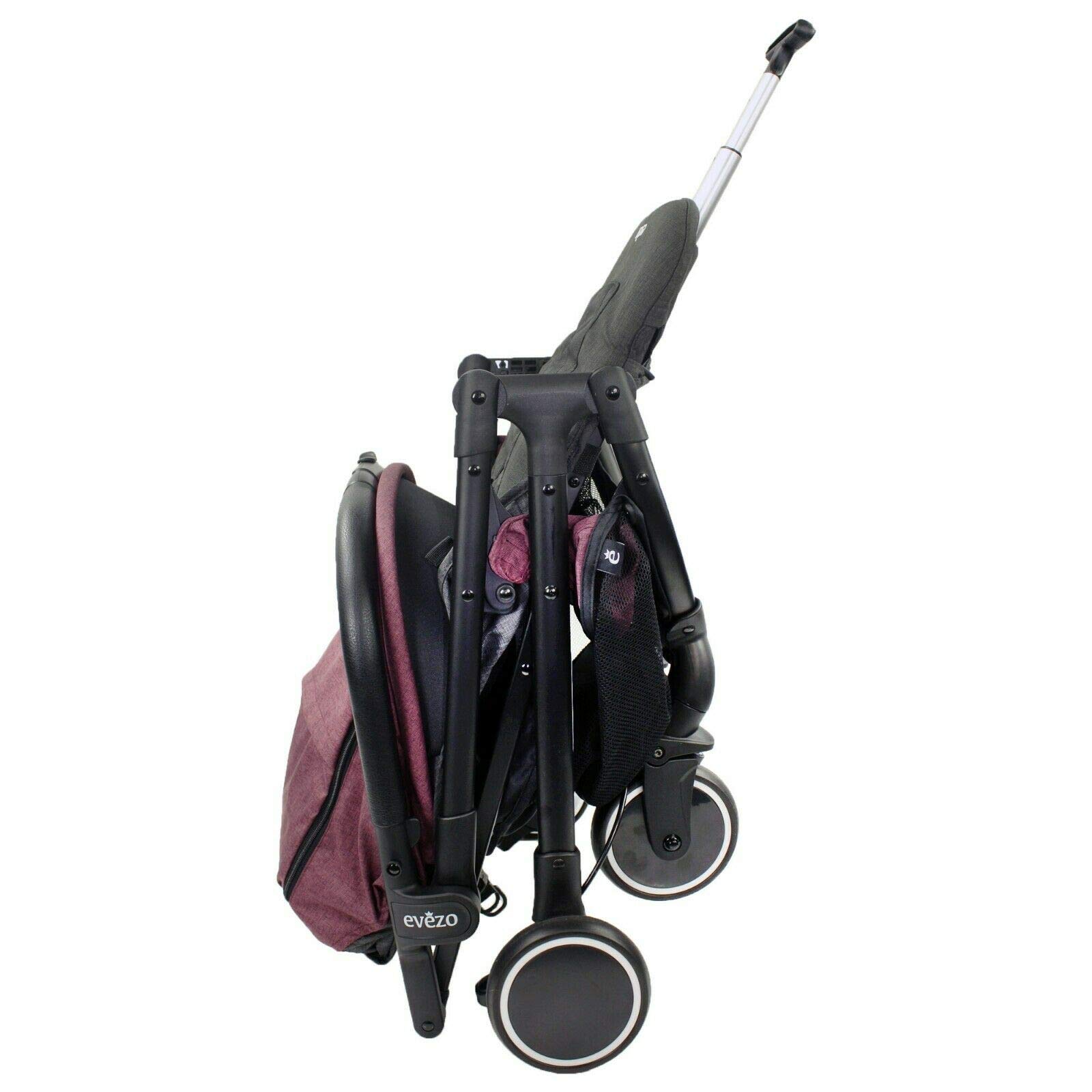 Evezo Channy Lightweight Roll 'N' Go Folding Travel Stroller for Baby - Compact & Portable Gray (Dusty Rose) | Perfect for Air Travel, Shopping & Daily Outings