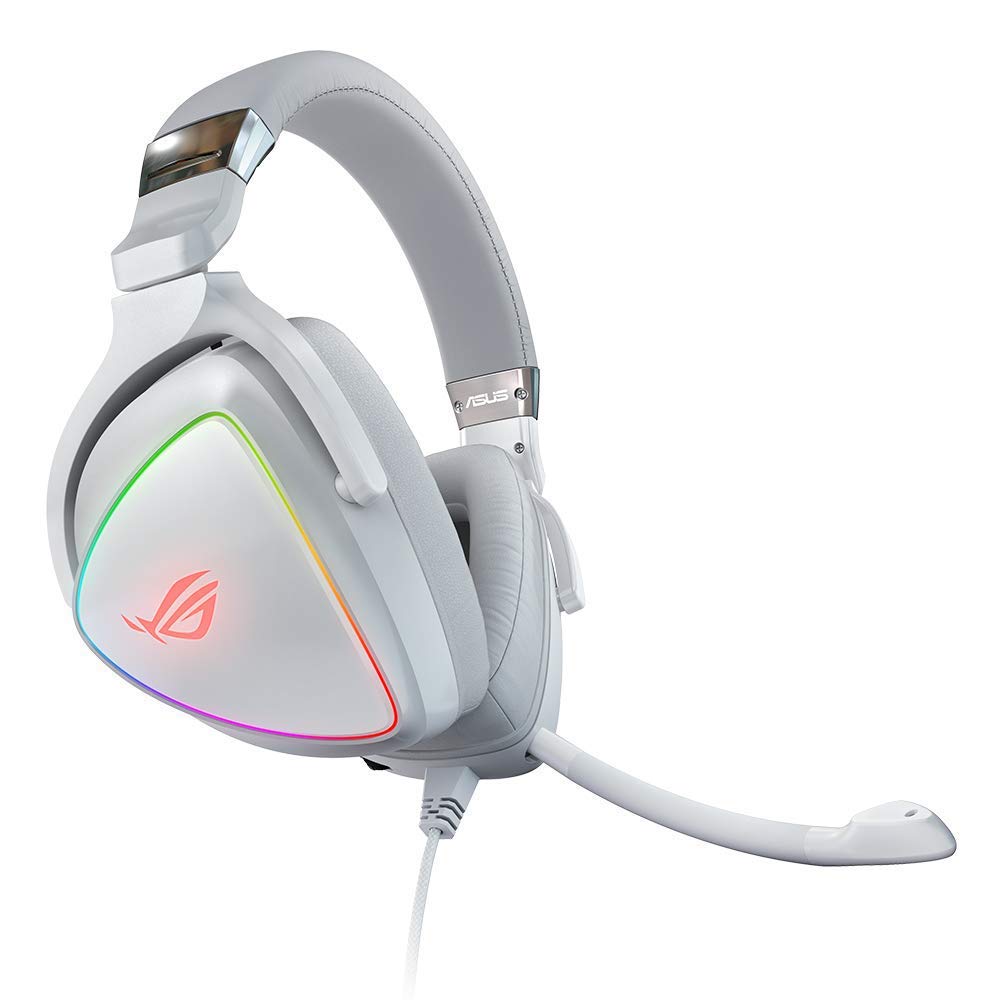 ASUS ROG Delta RGB Gaming Headset with Hi-Res ESS Quad-DAC | Circular RGB Lighting | USB-C for PC, PS5, Xbox & Mobile | Detachable Mic | White - Perfect for Competitive Gaming & Streaming