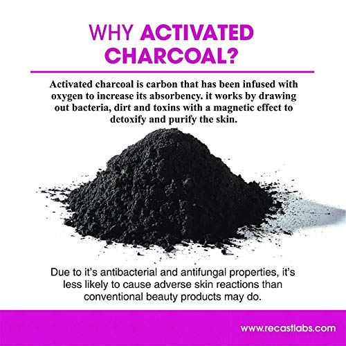 Recast Activated Charcoal Face Cleanser - Detoxifying & Brightening Facial Wash with Vitamin C, Rose & Cumin Extract for Deep Cleansing - 200ml | Perfect for Oily, Acne-Prone Skin & Daily Skincare Routine