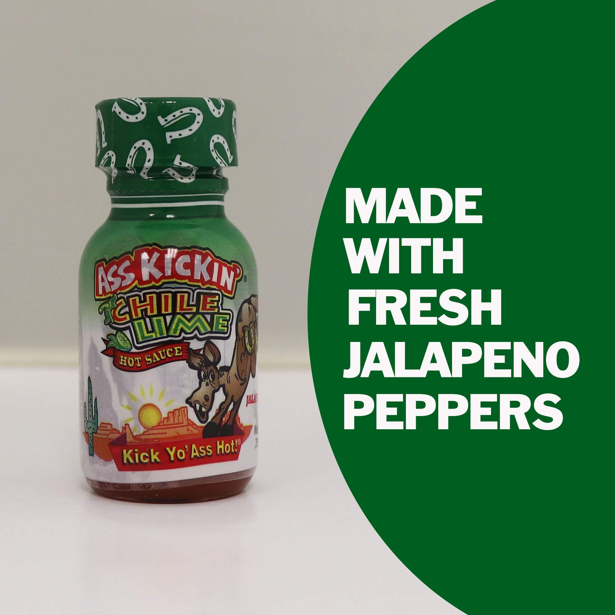 ASS KICKIN' Chile Lime Premium Hot Sauce - 24 Pack Travel Size .75 oz Bottles - Gourmet Spicy Gift Set for Food Lovers - Perfect for Tacos, Wings & Bloody Marys