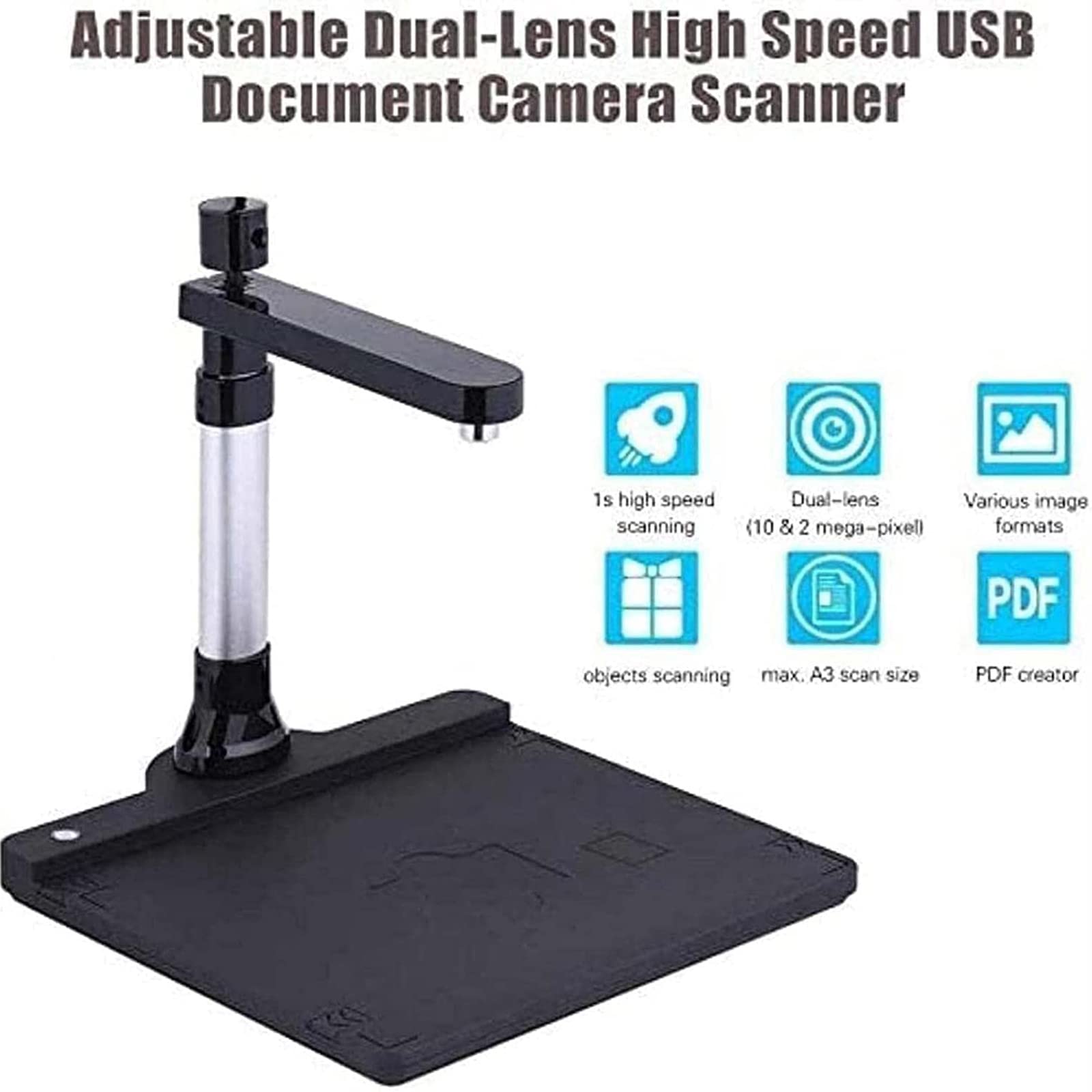 High-Speed Portable Document Scanner - 10MP Dual Lens, A3/A4 Photo & File Scanner for Office & Home Use | Perfect for Digitizing Receipts, Contracts & Family Photos