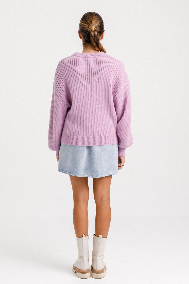 Emmie Lilac Wool Blend Knit Sweater - Soft & Warm Winter Pullover for Women | Perfect for Casual Outfits & Cozy Nights