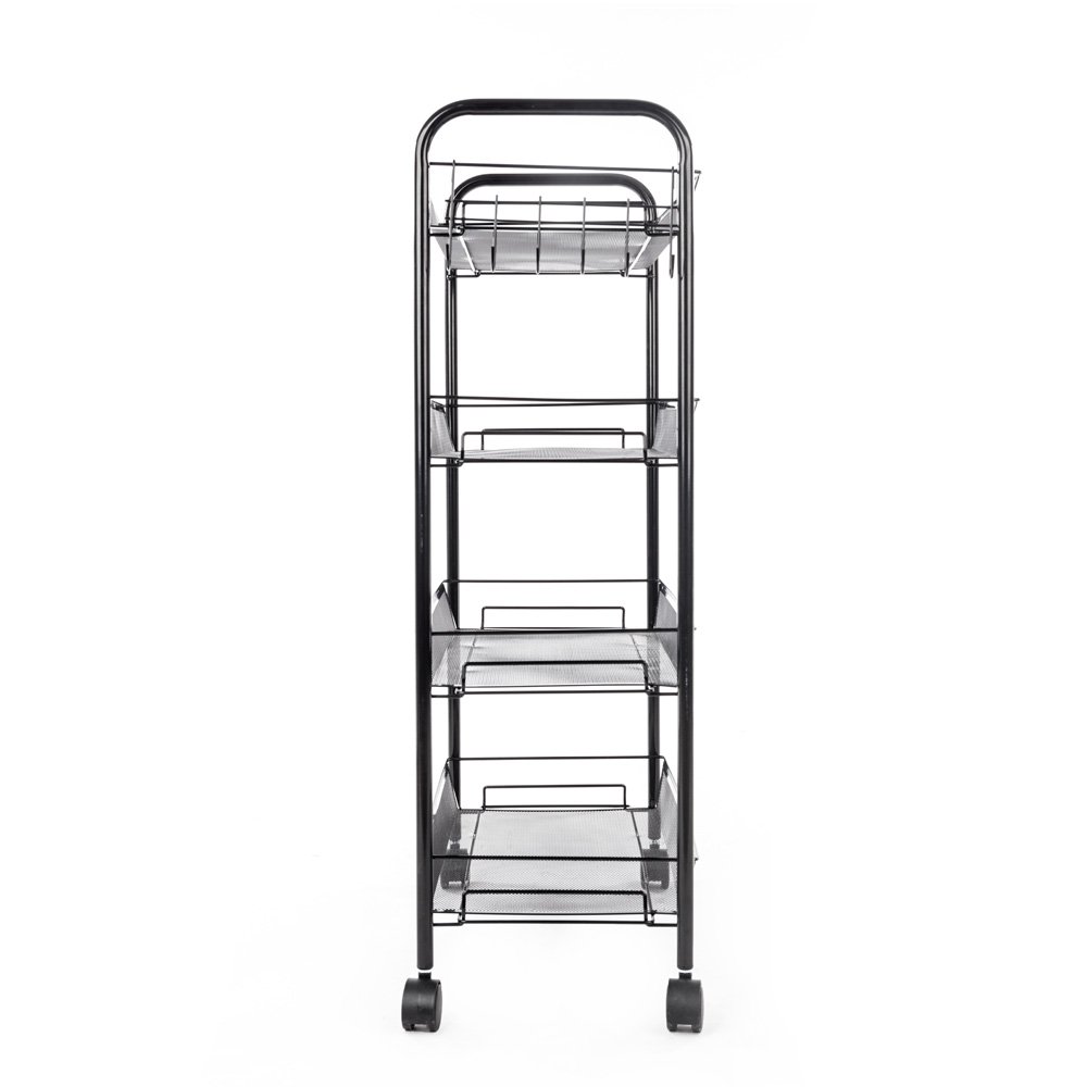 **Rolling Metal Storage Cart - 3-Tier Mobile Utility Organizer with Wheels for Bathroom, Kitchen, Laundry Room | Space-Saving Shelf Tower for Home & Office Organization**
