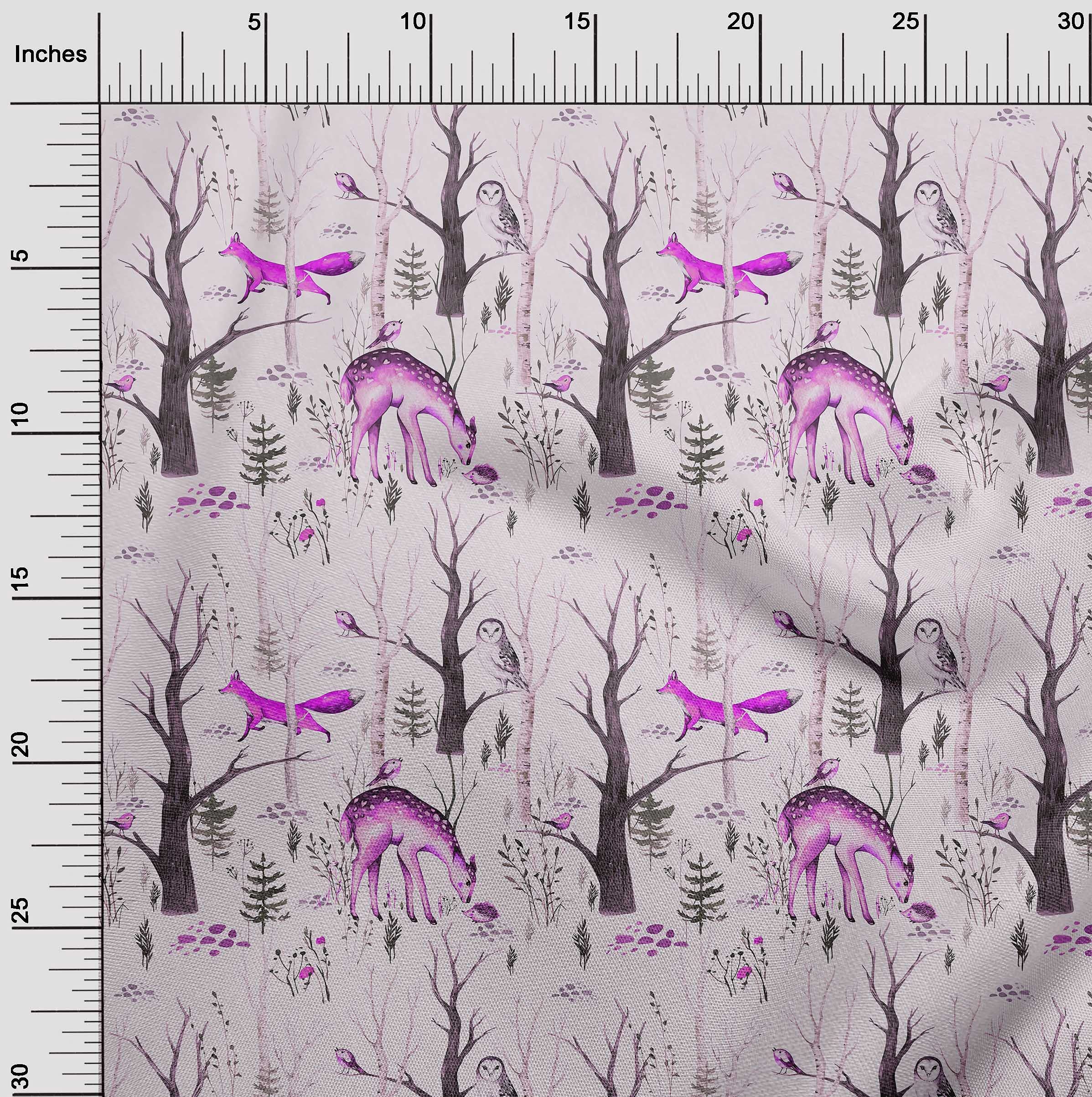 oneOone Rayon Purple Deer Print Fabric by The Yard - 56 Inch Wide for DIY Clothing, Sewing Projects & Home Decor | Soft, Durable & Easy to Sew