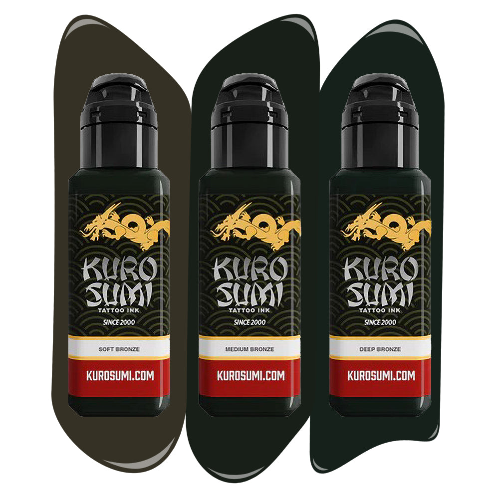 Kuro Sumi Bronze Lining & Shading Tattoo Ink Set - Professional Tattoo Supplies for Artists | Perfect for Lining, Shading & Detailed Tattoo Work