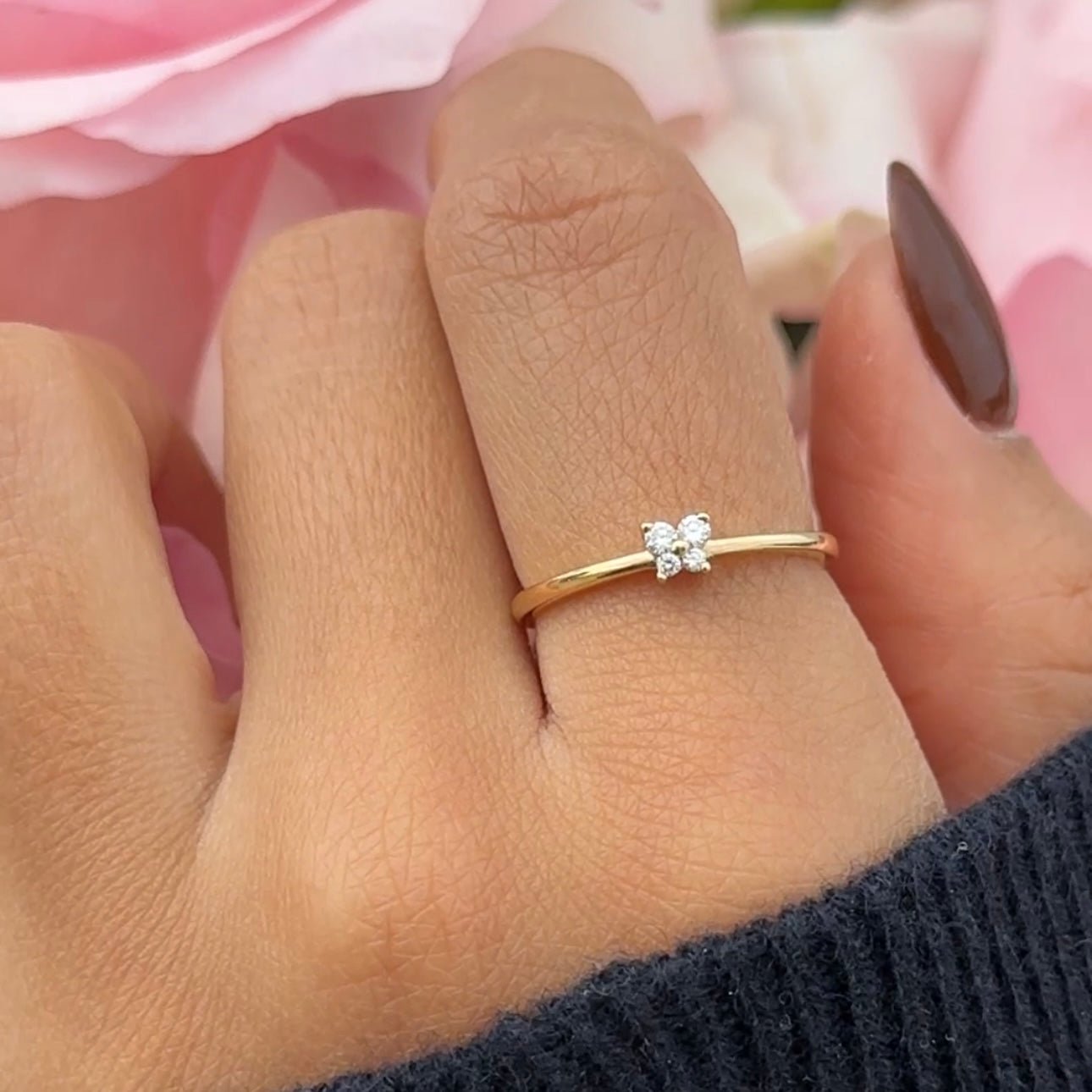 14K Yellow Gold Diamond Butterfly Ring – Elegant & Dainty Jewelry for Women, Perfect for Anniversary, Birthday & Special Occasion Gifts