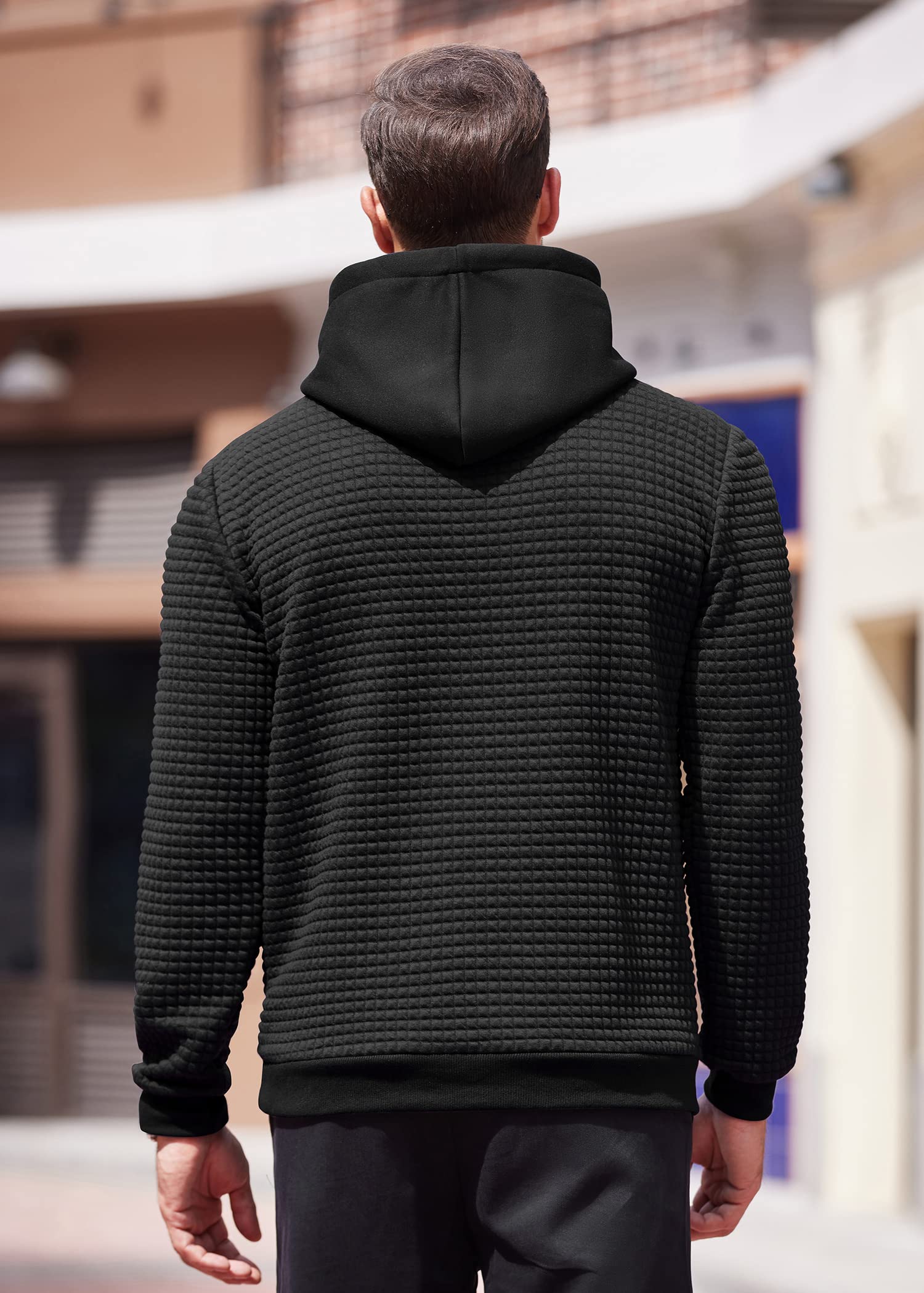 COOFANDY Men's Waffle Knit Hoodie with Pocket - Long Sleeve Pullover Sweatshirt for Casual Wear, Street Fashion & Outdoor Activities