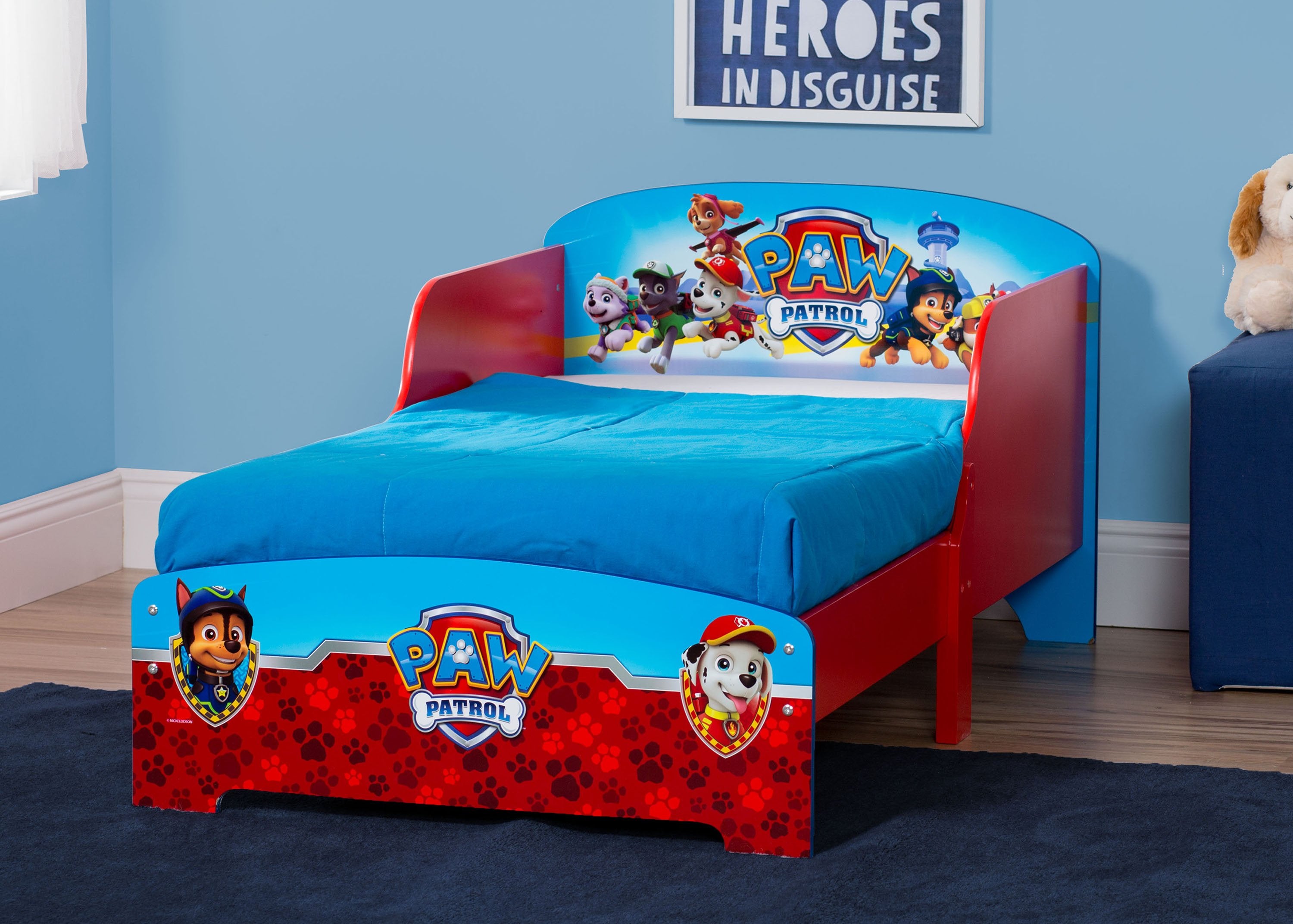 PAW Patrol Wood Toddler Bed - Kids Themed Bed Frame for Boys & Girls - Perfect for Nursery, Bedroom Decor and Toddler Sleep Safety