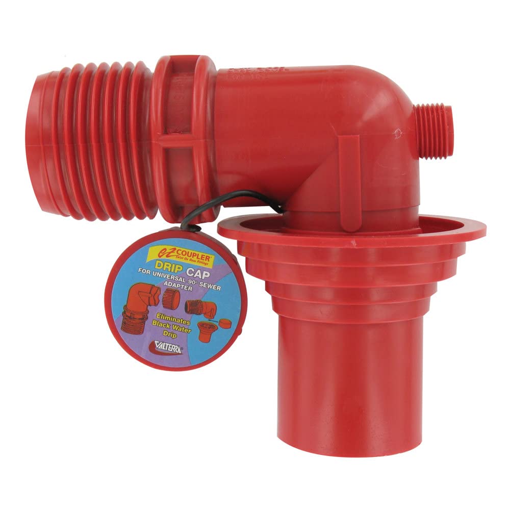 Valterra F02-3103 Red Bulk EZ Coupler Sewer Adapter - RV Waste Hose Connector for Secure & Leak-Proof Camping Sewage System | Perfect for RV, Camper, Trailer & Motorhome Waste Management