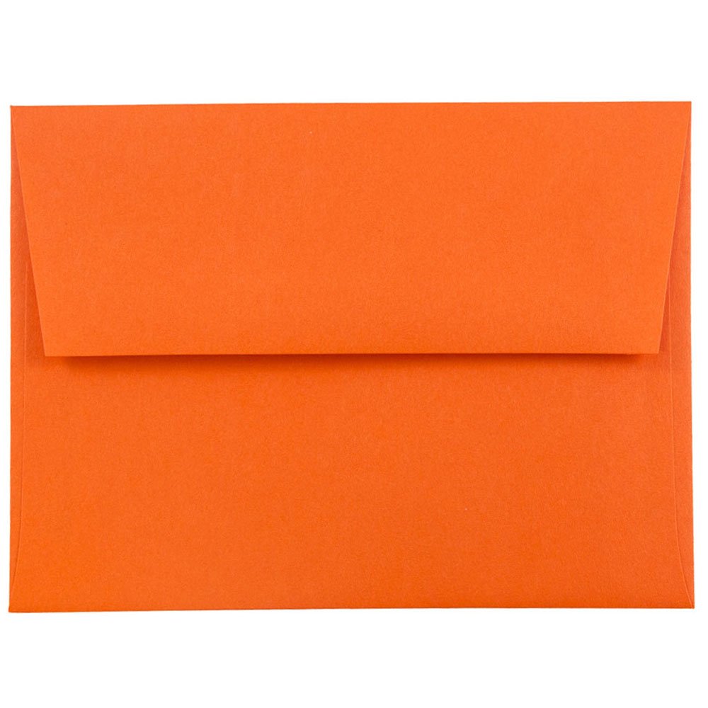 JAM PAPER A2 Colored Invitation Envelopes - 4 3/8 x 5 7/8 Inches - Orange Recycled Paper - Bulk Pack of 500 - Perfect for Wedding Invitations, Greeting Cards & Business Correspondence