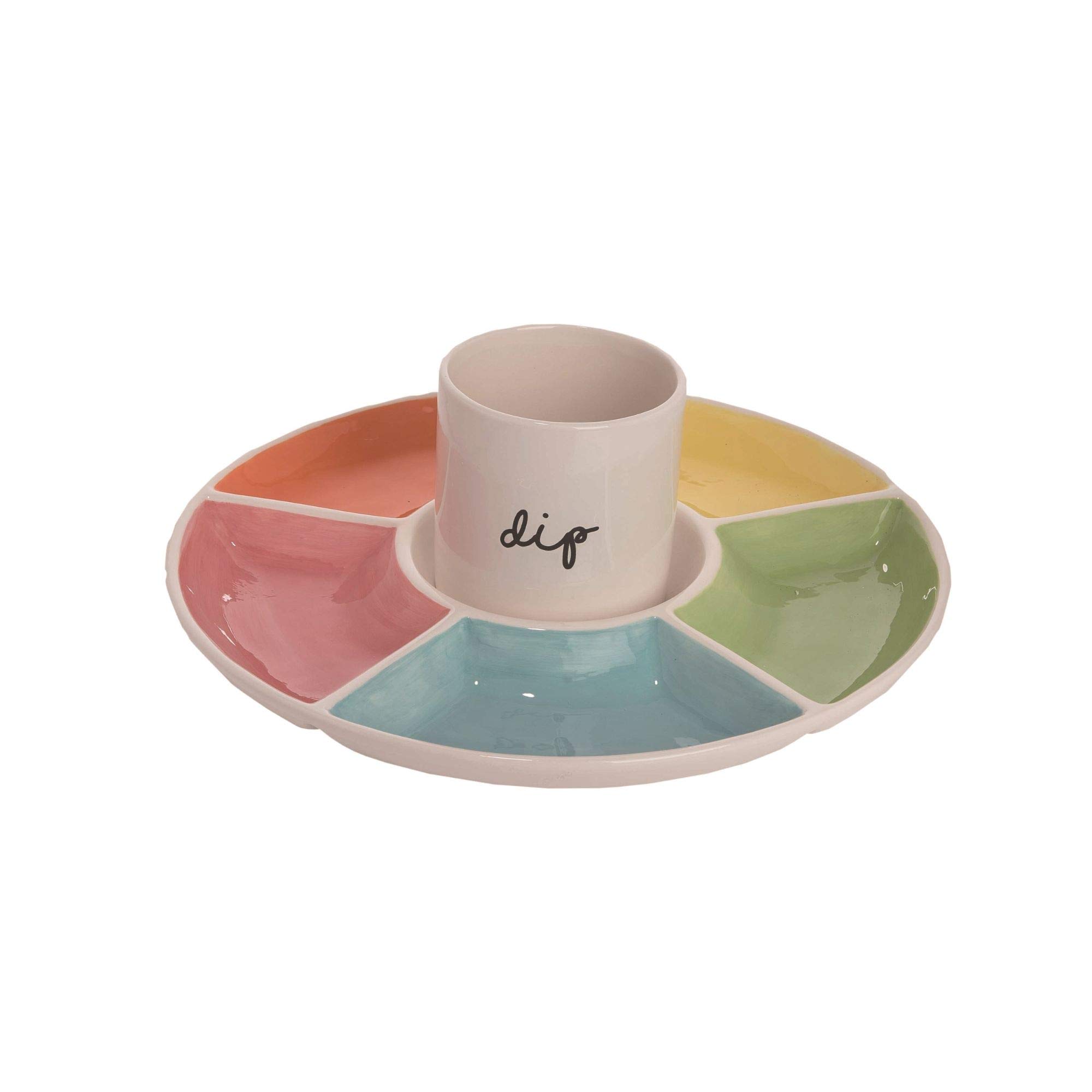 2-Piece Easter Veggie Tray Set with Dip Containers - 14.75 Inch Blue & Green Plastic Serving Platter for Holiday Parties, Baby Showers & Spring Gatherings