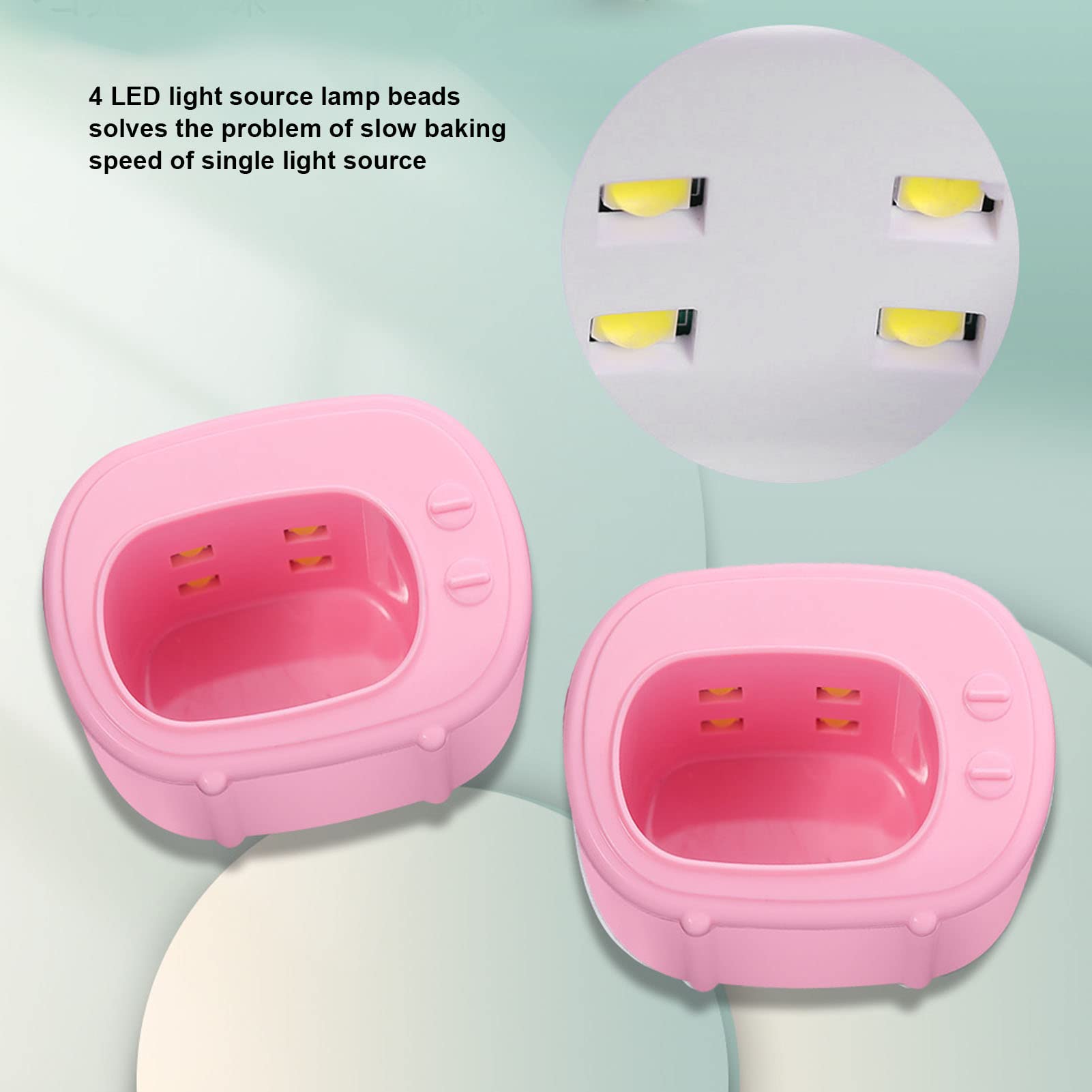 LANTRO JS Mini UV LED Nail Lamp - Portable Nail Dryer with 4 LED Beads & Soft Lighting for Fast Drying | Perfect for Home Manicures, Travel & Salon Use (Pink)