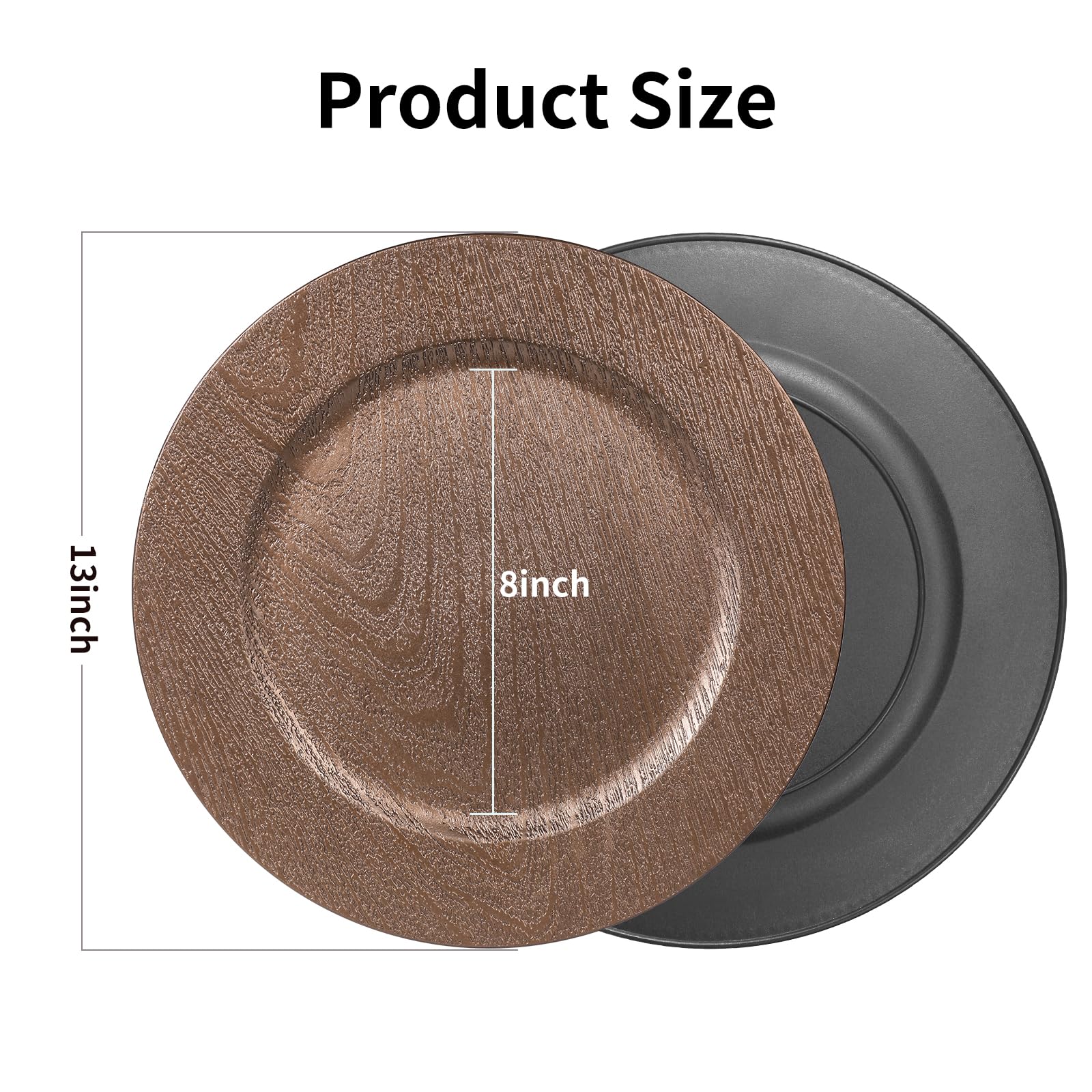 12-Piece Wood Charger Plates Set - Elegant Dinner Plate Chargers for Thanksgiving, Christmas, Weddings, Parties & Holiday Events - Perfect for Formal Dining, Buffet Settings & Special Occasions