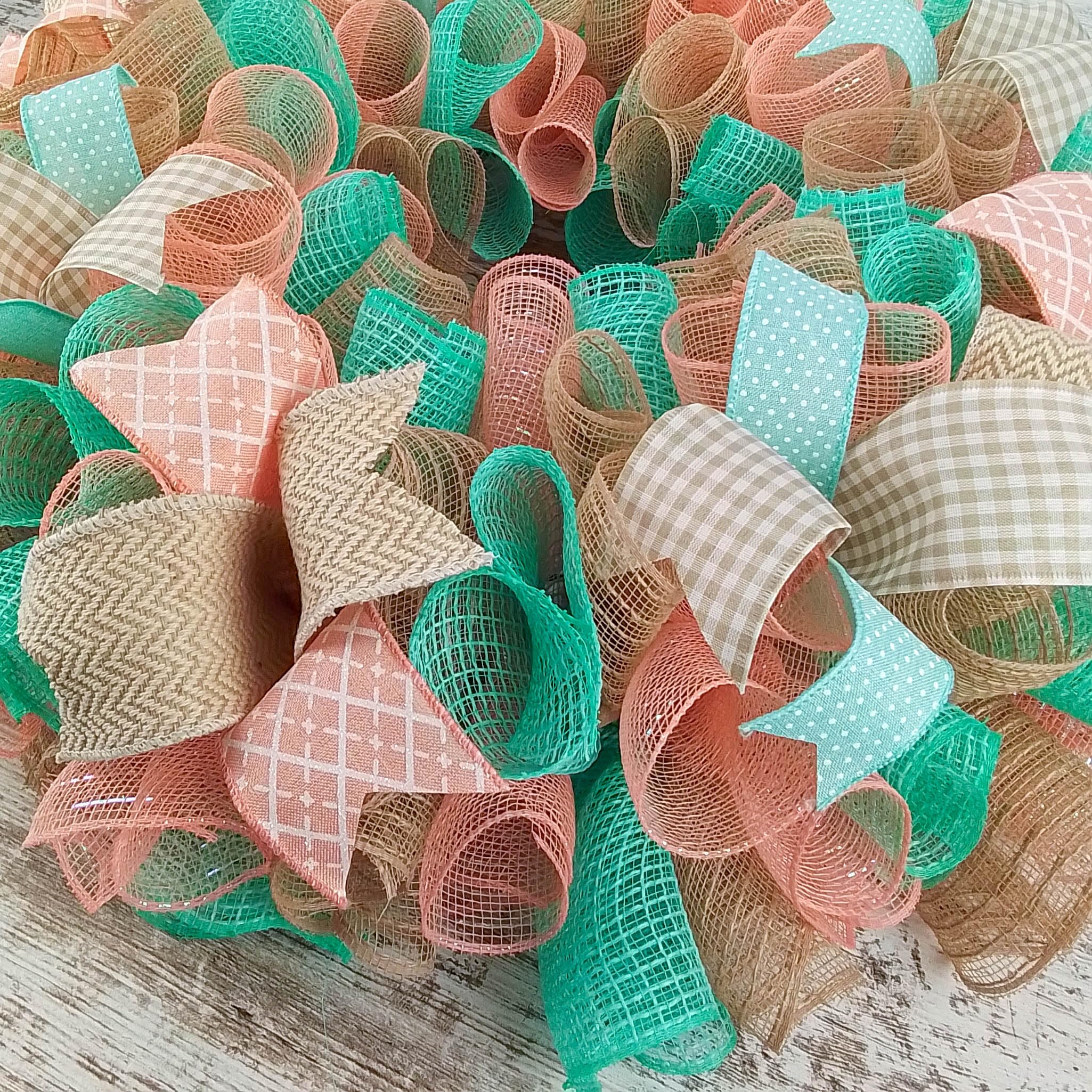 All Year Round Wreath - Elegant Everyday Birthday Gift for Women - Mint Coral Jute Decor - Perfect for Home, Office, and Party Decorations