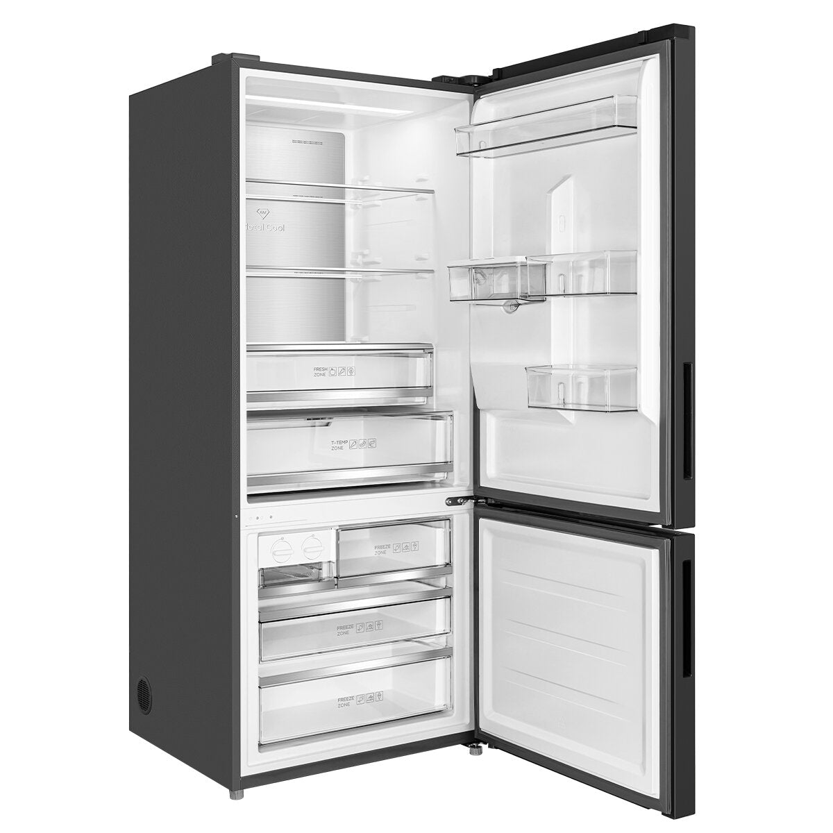 TCL 412L Bottom Mount Refrigerator - Matte Black (C440BFB) | Energy Efficient, Spacious Freezer & Fridge | Perfect for Kitchens, Apartments & Small Homes