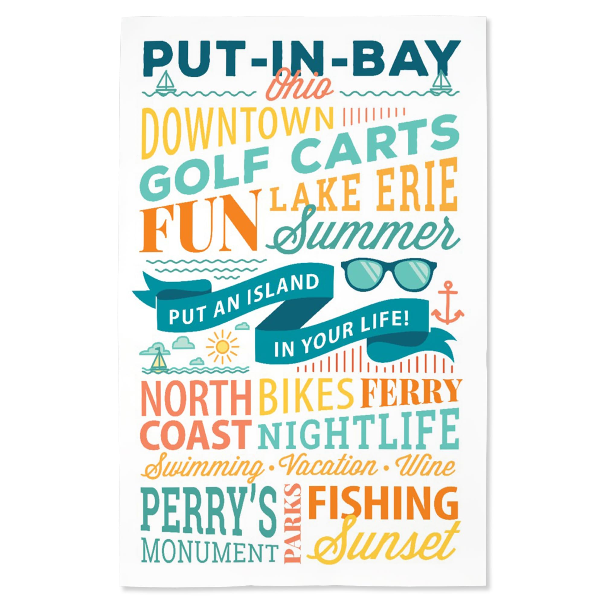 Lantern Press 16x24 Inch Giclee Print - Put-In-Bay Ohio Typography Wall Art - Perfect for Home Decor, Office & Gift Giving