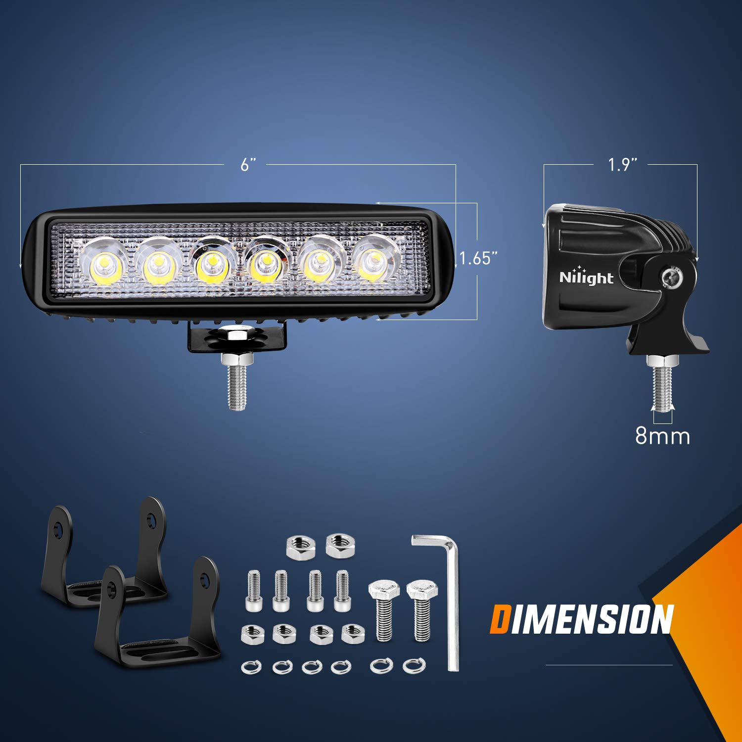 Nilight 4PCS 18W LED Light Bar - Spot Driving Fog Lights for Off Road, Boat, SUV, Jeep | Waterproof Work Lights for Outdoor Adventures & Night Driving