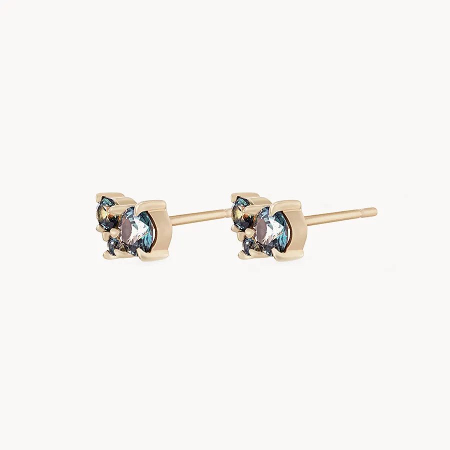 14K Yellow Gold Blue Sapphire Tie-Dye Moonchild Ombre Earrings – Elegant Boho Jewelry for Women, Perfect for Weddings, Parties & Everyday Wear