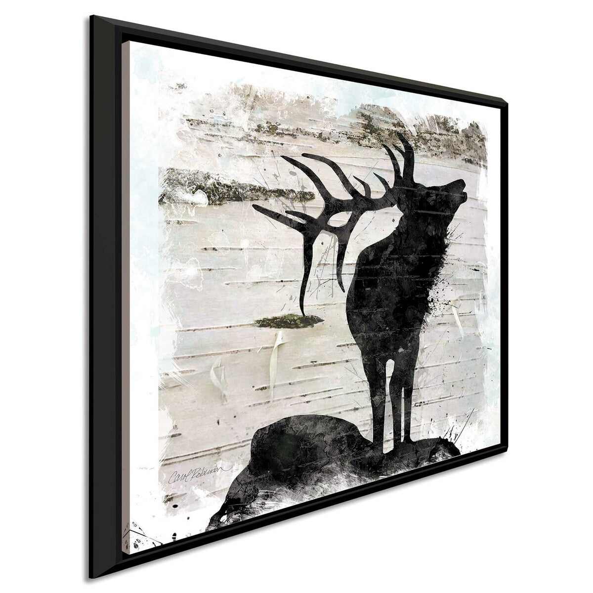Birchbark Elk by Carol Robinson - Premium Floating Canvas Wall Art - Nature Inspired Home Decor for Living Room, Bedroom & Office