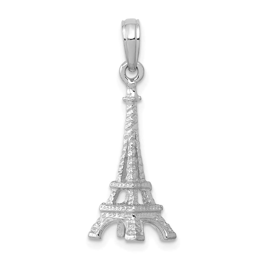 14K White Gold 3D Eiffel Tower Pendant Necklace - Elegant Paris Jewelry for Women | Perfect Gift for Travel Lovers & Anniversary Celebrations