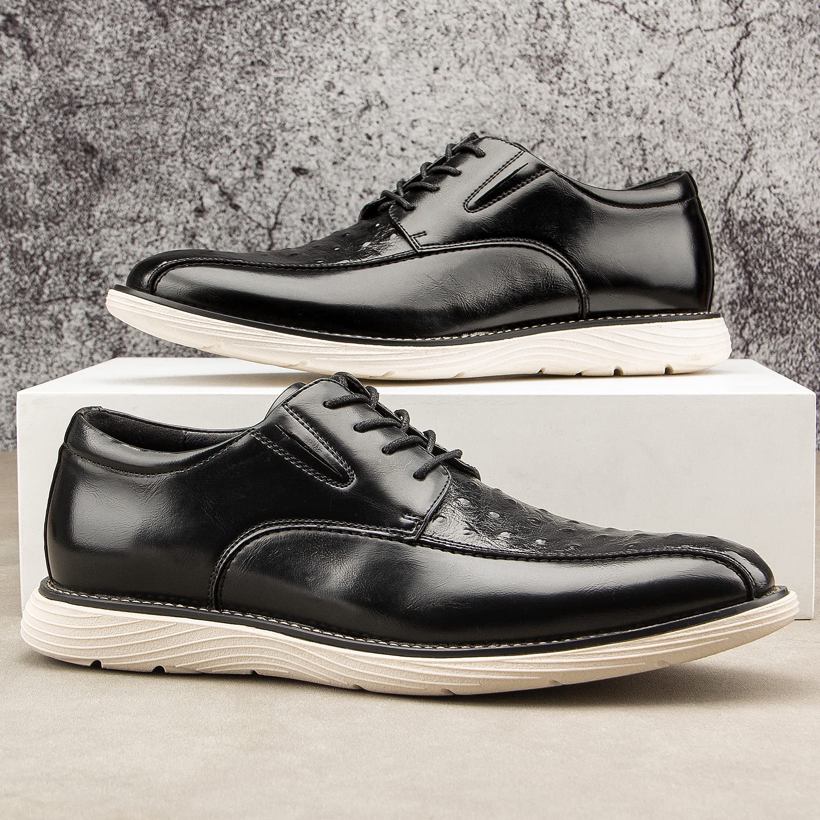 Meijiana Men's Oxford Dress Shoes - Lightweight Lace-Up Formal Shoes for Business & Wedding - Comfortable Leather Office Shoes for Men