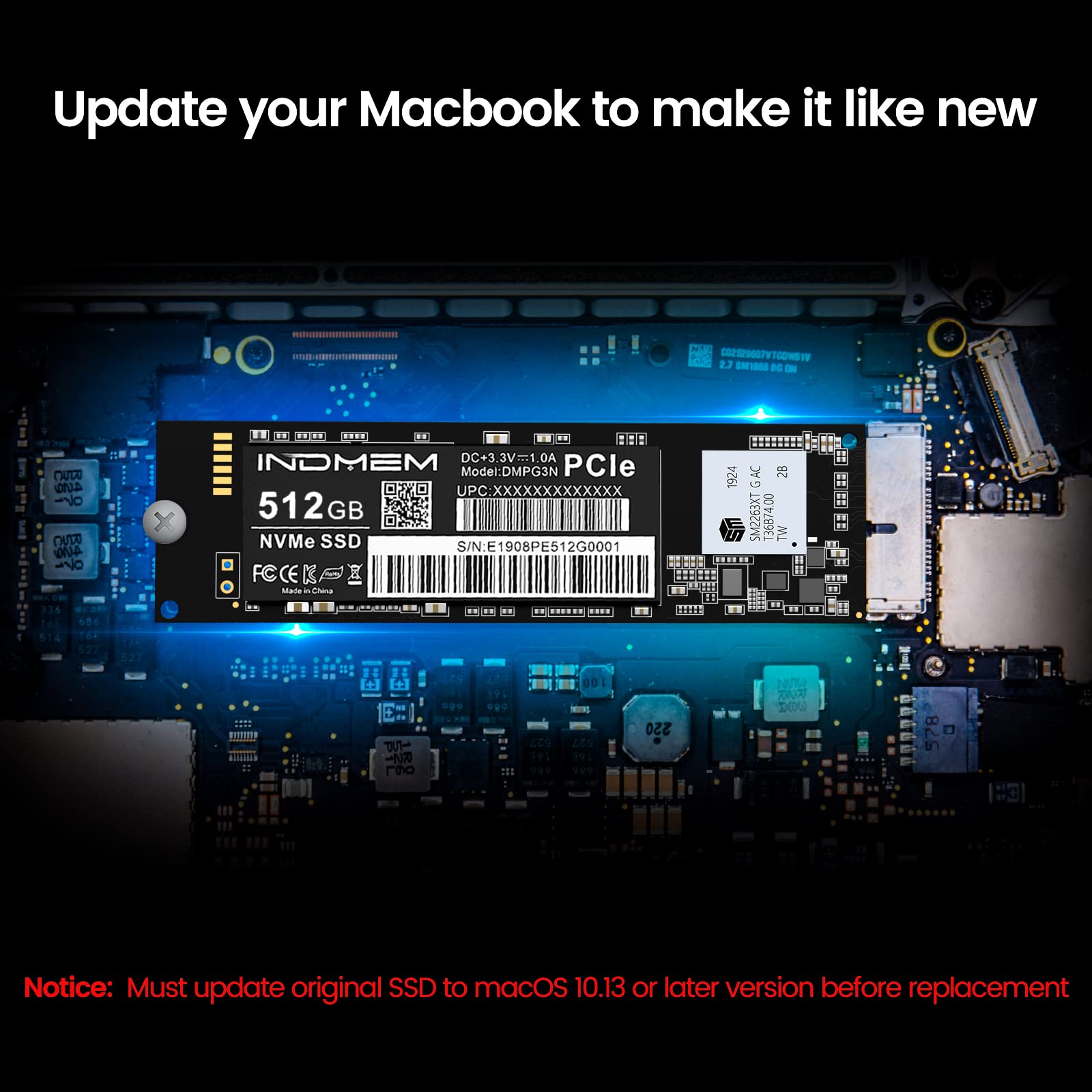 512GB NVMe PCIe SSD 3D TLC NAND Flash Internal Hard Drive for MacBook Pro/Air, iMac, Mac Pro & Mac Mini (Late 2013-2017 Models) - High Speed Storage Upgrade for Video Editing, Gaming & Productivity