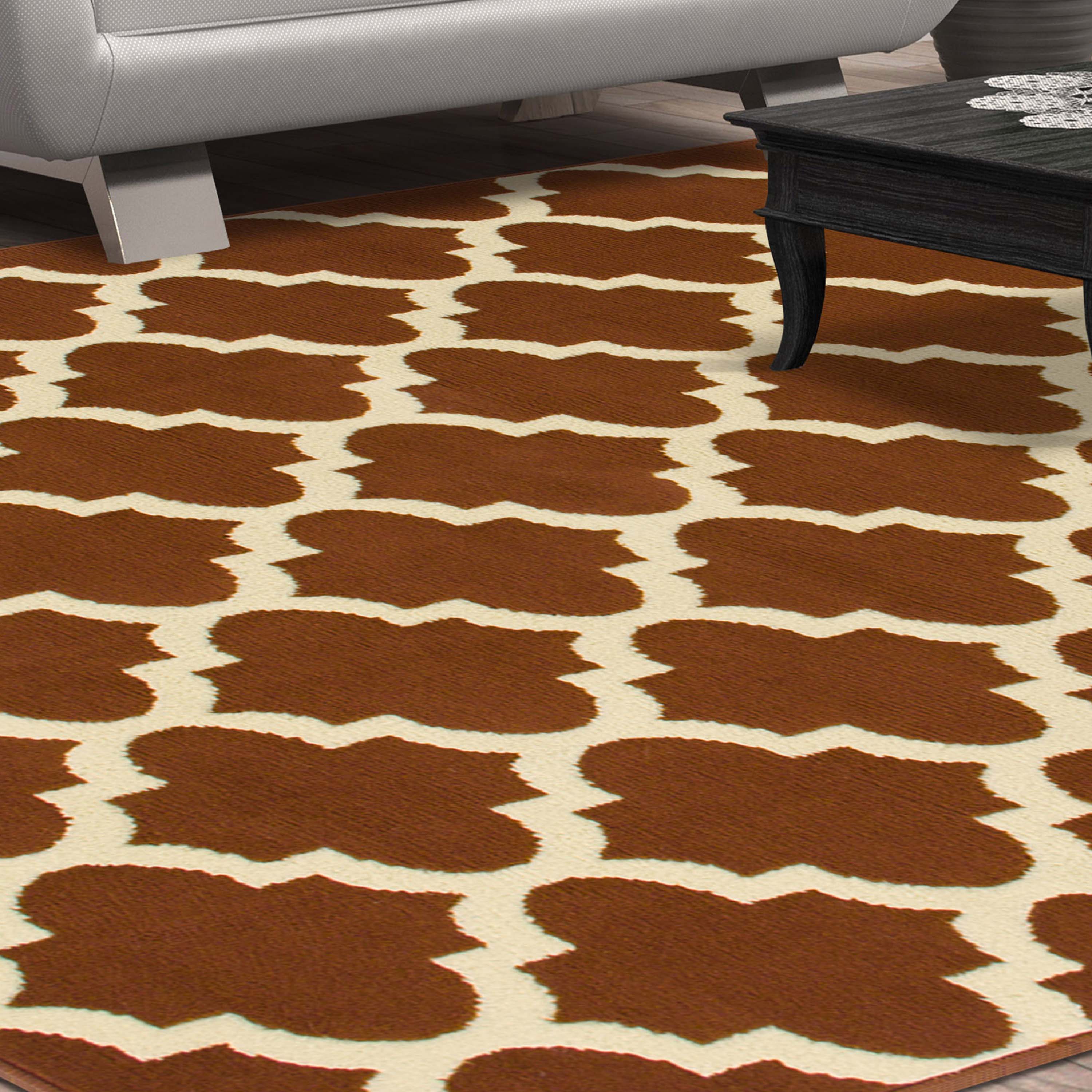 Modern Quatrefoil Geometric Trellis Indoor Area Rug - Non-Slip Soft Living Room Carpet for Bedroom, Nursery, Dorm & Home Decor - 5x7 Feet Grey Bohemian Style