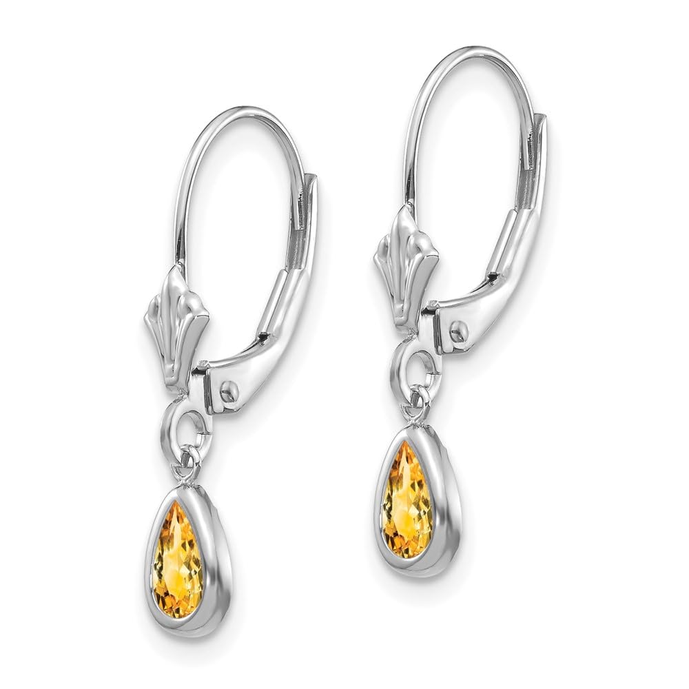 14K White Gold 6x4mm Citrine November Birthstone Earrings for Women - Dainty Fine Jewelry Gift for Her - Perfect for Birthdays, Anniversaries & Special Occasions