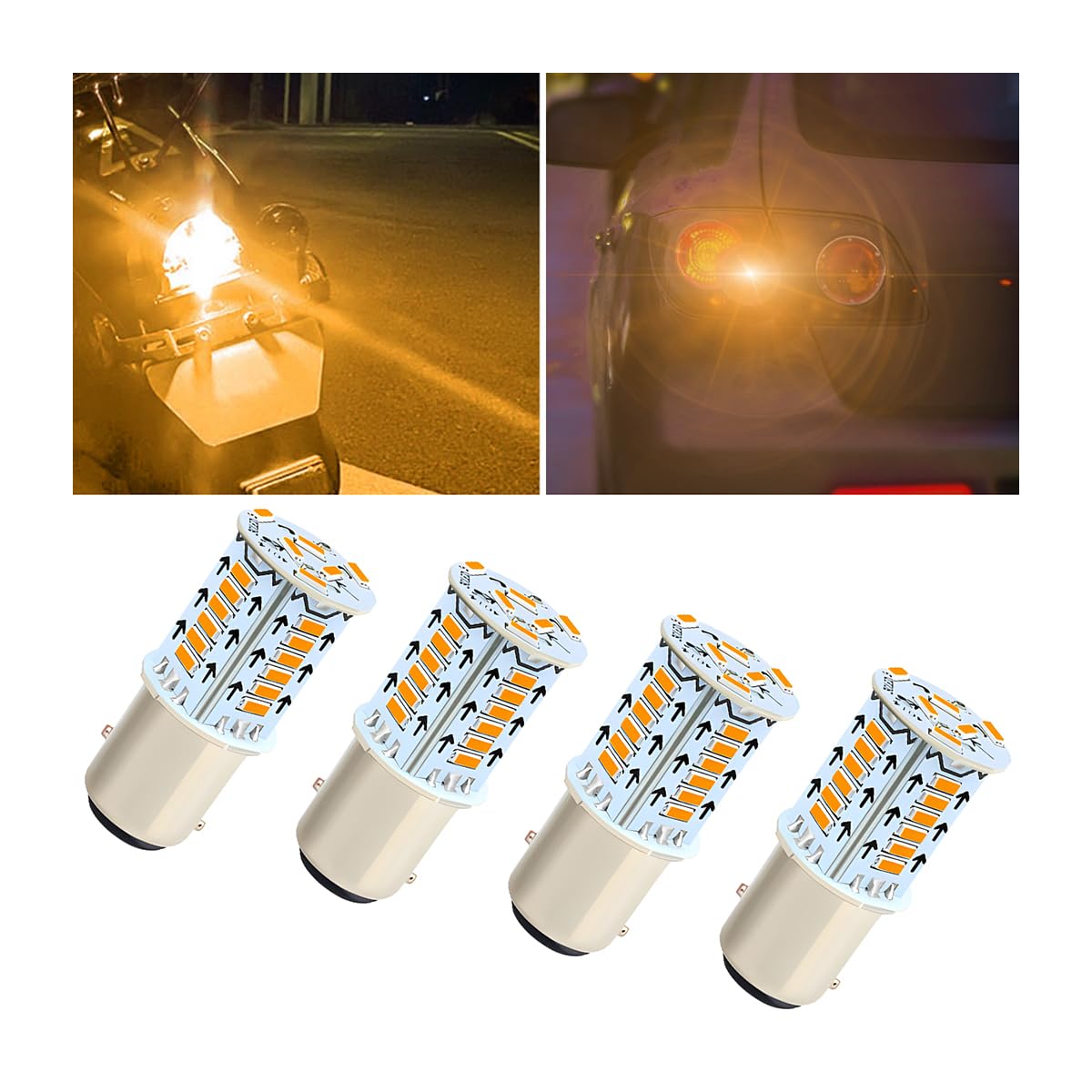 1157 LED Bulbs 4PCS - Super Bright 12V Red & White LED Backup Reverse Lights, Brake Stop Tail Signal Bulbs for Cars, Trucks, Motorcycles - Perfect for Night Driving & Enhanced Safety