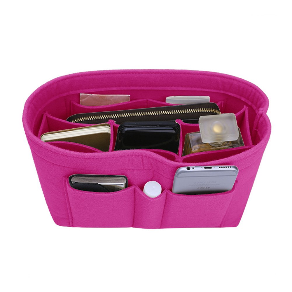 ZTUJO Felt Purse Organizer Insert for Handbags - 13 Colors & 6 Sizes (Slender Large, Rose) | Perfect for Tote Bags, Travel & Everyday Organization