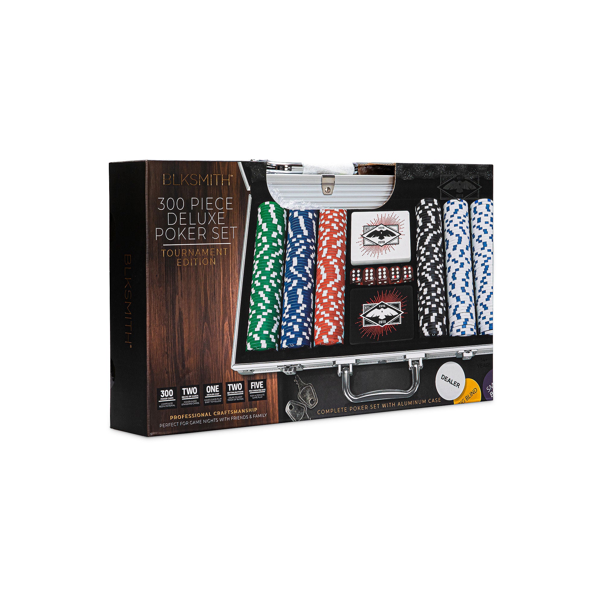Blksmith XG1050 MUA 300-Piece Deluxe Poker Set - Tournament Edition with Carrying Case (Multiple Colors) - Perfect for Casino Nights, Poker Parties & Home Game Nights