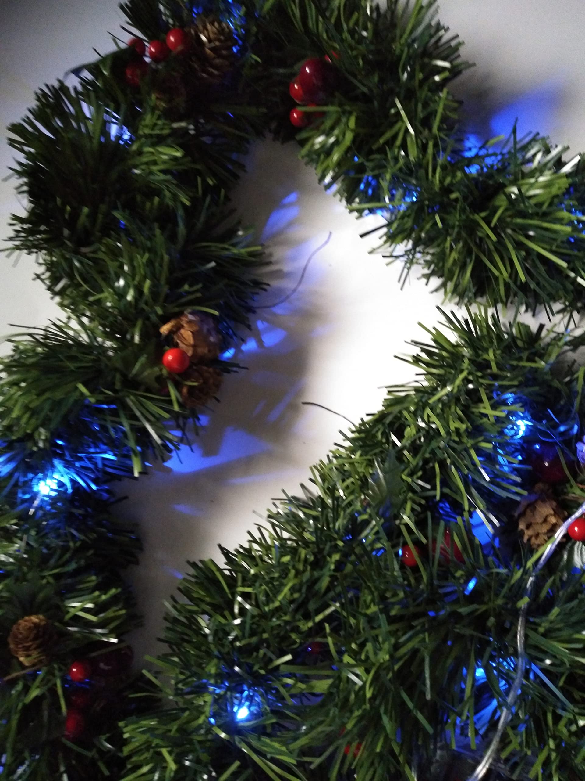 Blue LED Battery Operated Christmas Garland Lights for Indoor Outdoor Holiday Decorations