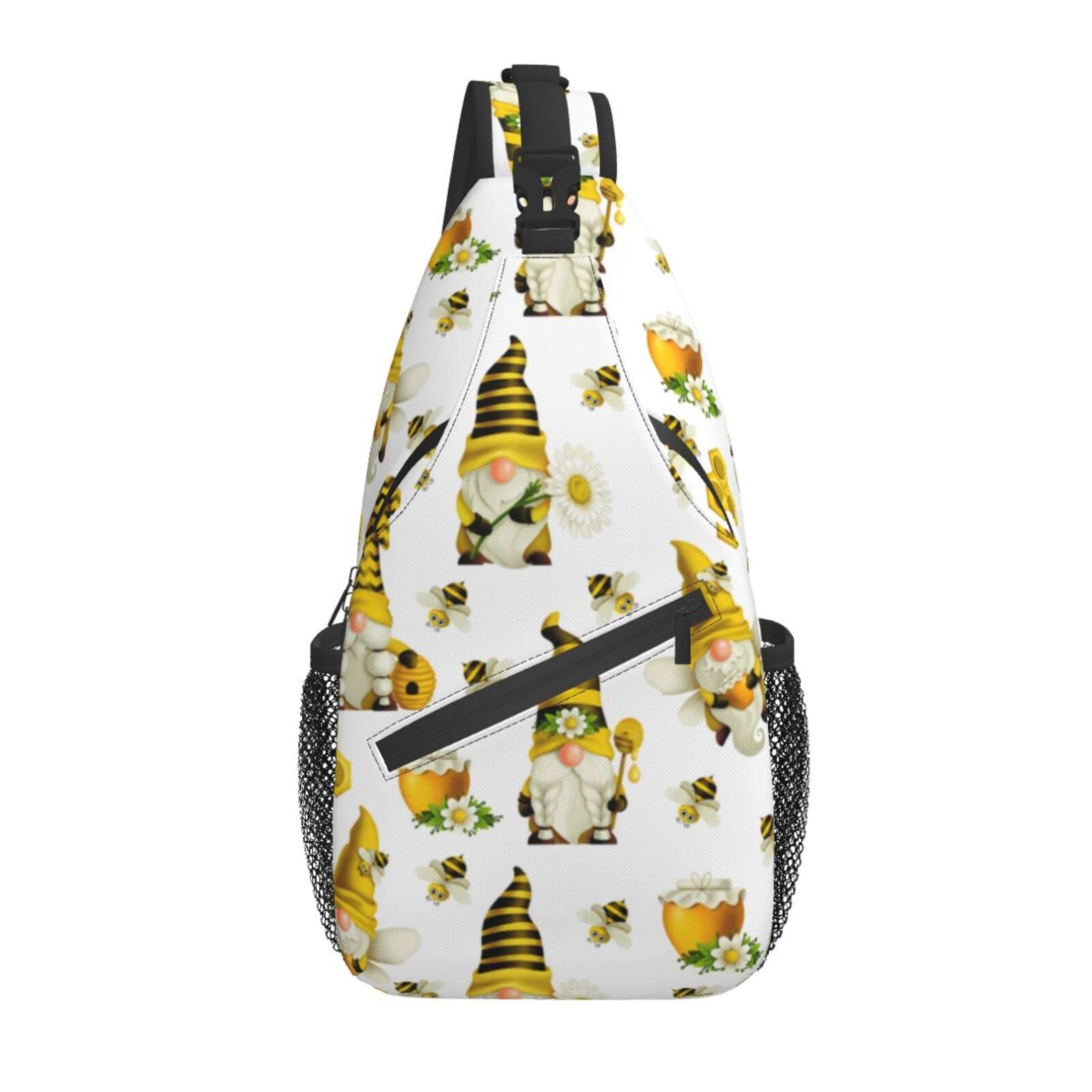 Bee Gnomes Daisy Farmhouse Sling Bag - Lightweight Crossbody Shoulder Backpack for Hiking, Travel & Daily Use - Perfect Chest Pack for Men & Women - Ideal for Outdoor Adventures, Commuting & Shopping
