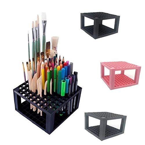 Votono 96-Hole Removable Plastic Pen Holder - Desk Stand Organizer for Brushes, Pencils, Markers & Paint Brushes (Black) - Perfect for Artists, Students & Office Organization