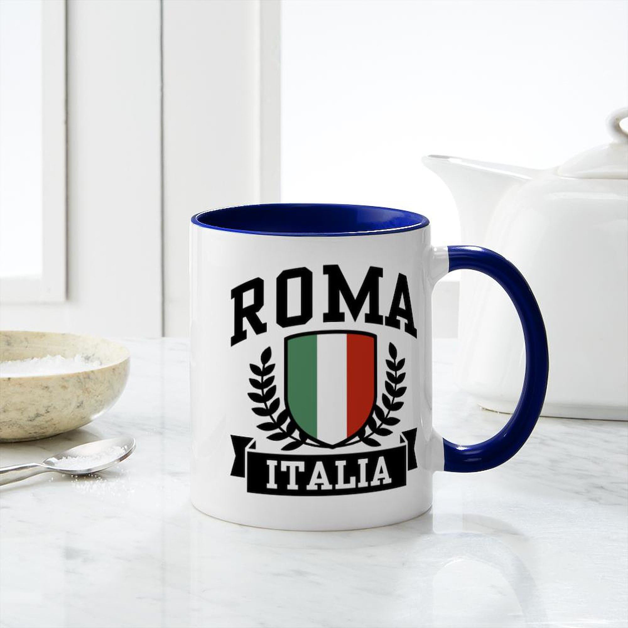 Roma Italia 11 oz (325 ml) Ceramic Coffee Mug - Italian Theme Travel Gift for Coffee Lovers, Perfect for Home, Office & Gifts