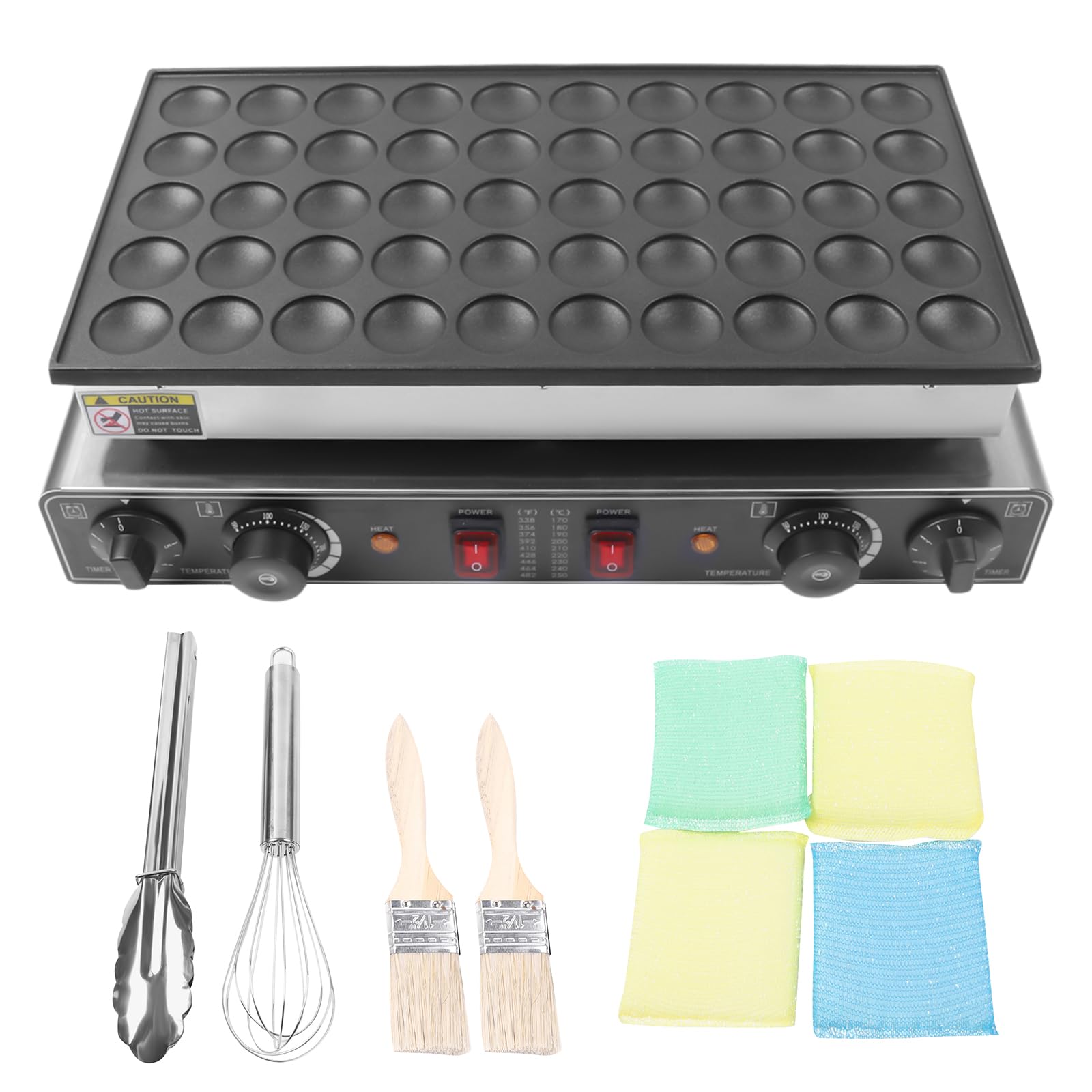 1700W Commercial Electric Mini Dutch Pancake Maker - Nonstick Griddle for 50 Mini Pancakes (21 Inch) | Perfect for Baking Crepes, Muffins & Dutch Pancakes | Ideal for Restaurants, Cafes & Home Breakfast
