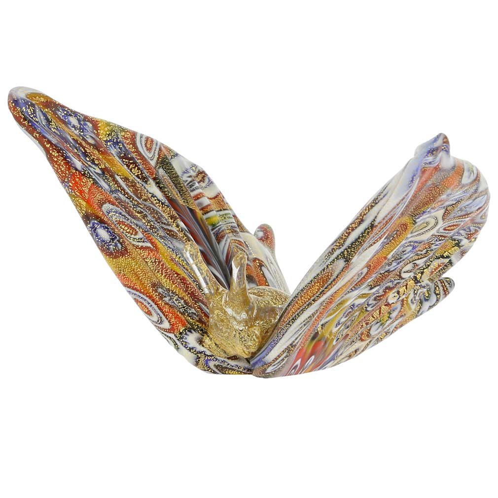 Authentic Murano Glass Butterfly - Handcrafted Venetian Millefiori Art Piece with Gold Accents | Perfect for Home Décor, Wedding Gifts & Collector's Display
