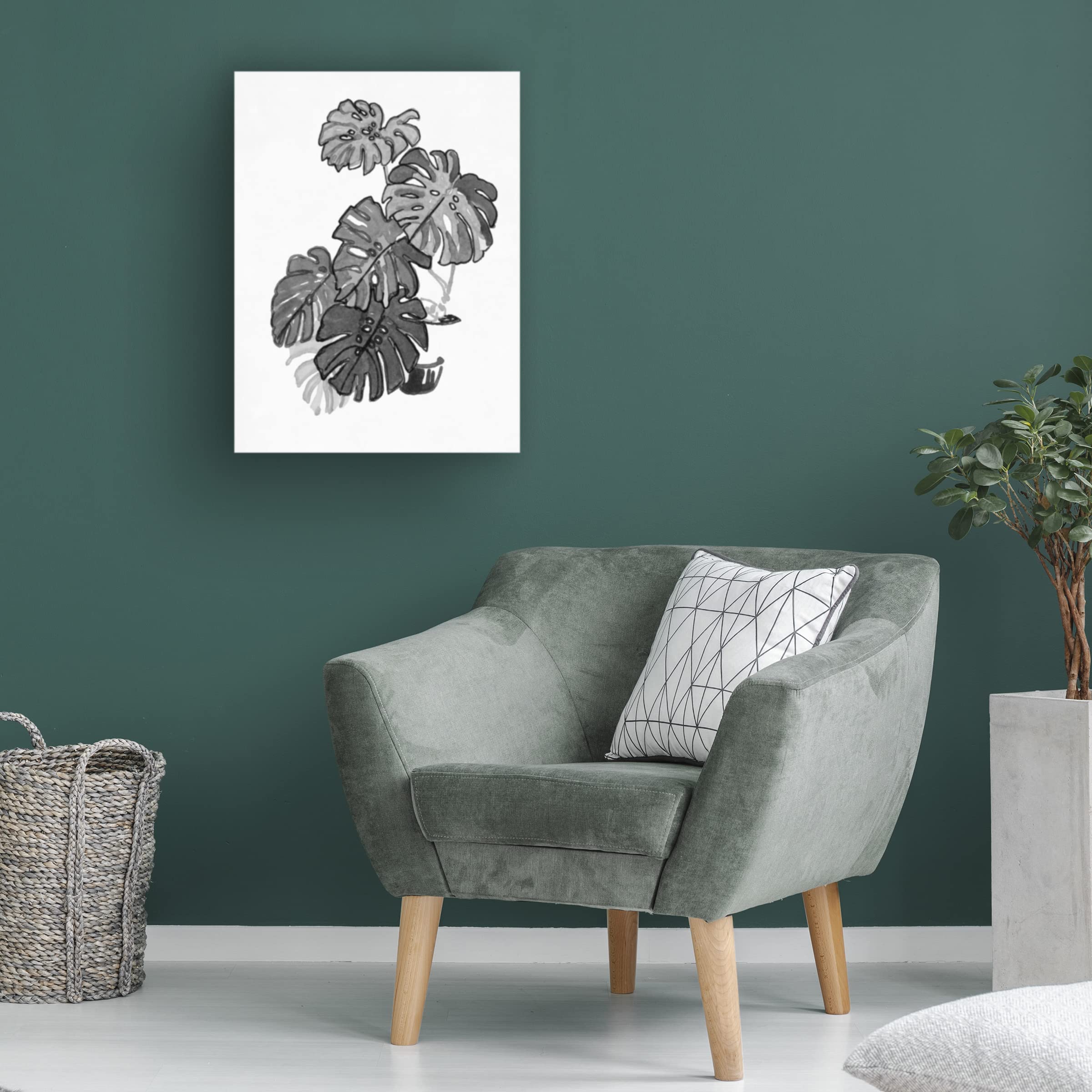 Stellar Design Studio 'Black And White Indoor Plant III' Canvas Wall Art - Modern Botanical Print for Living Room, Bedroom & Office Decor
