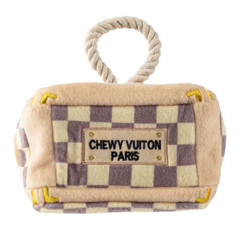 Checker Chewy Vuitton Trunk Activity House - Durable Pet Chew Toy for Dogs, Interactive Playhouse for Puppies - Perfect for Teething, Training & Indoor/Outdoor Playtime