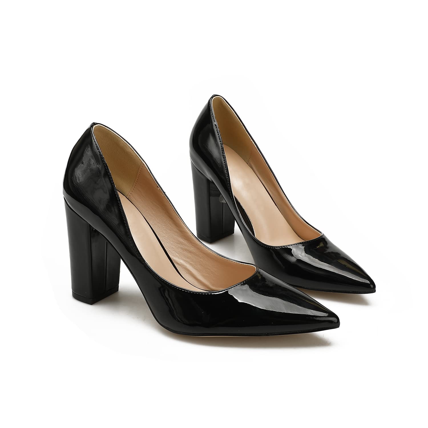 Stylish Women's Pointed Toe Block Heel Pumps - Professional Office Dress Shoes for Work, Business & Formal Occasions