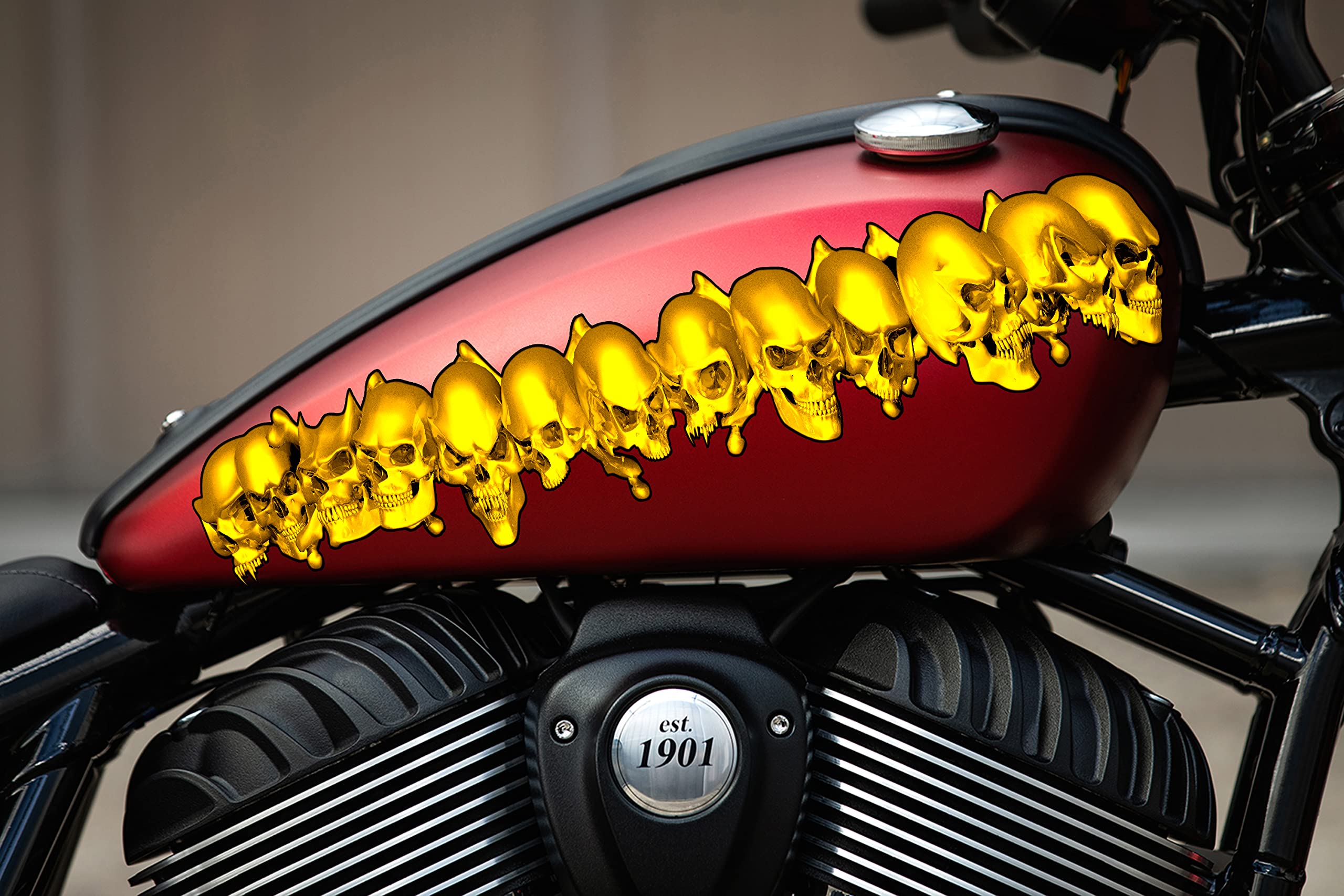 Tribal Skulls Flame Bike Stickers - Dirt Bike Wrap & Motorcycle Decals - 3D Skull Racing Stickers for Bikes & Vehicles (10x30) - Perfect for Customizing Motorcycles, ATVs, and Car Windows