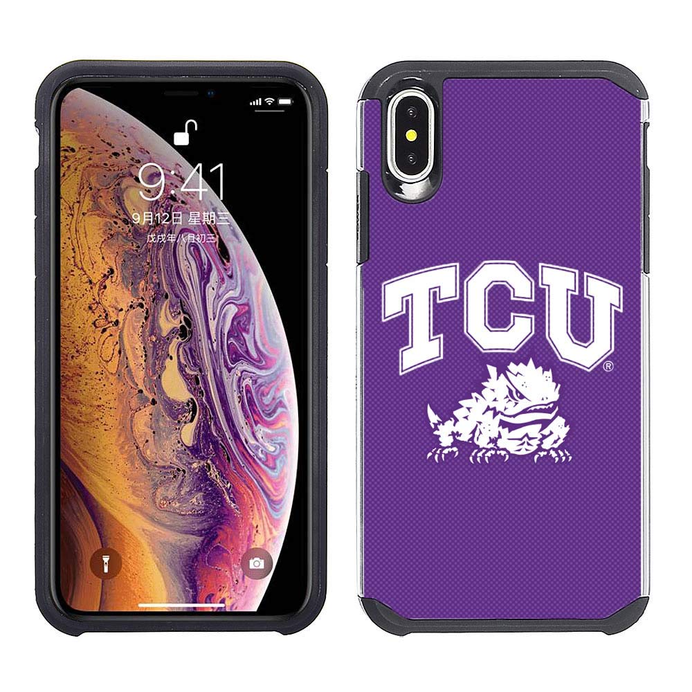 TCU Horned Frogs NCAA Licensed iPhone Xs Max Case - Shockproof Purple & Black Phone Cover for Apple iPhone Xs Max - Perfect for Game Day & School Spirit Accessories